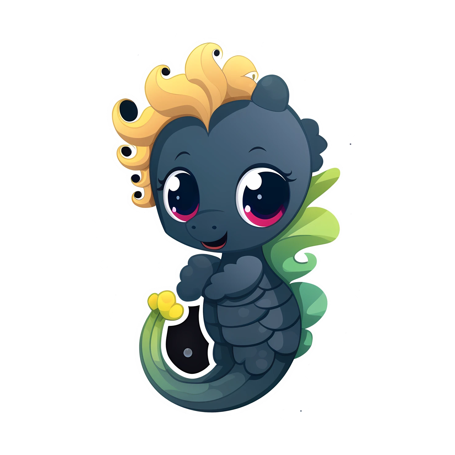 Kawaii seahorse sticker isolated on transparent background #26495