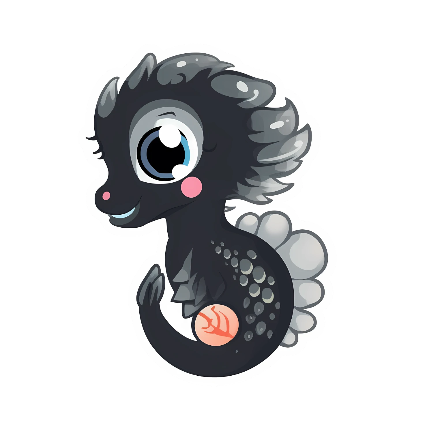 Kawaii seahorse sticker isolated on transparent background #26499