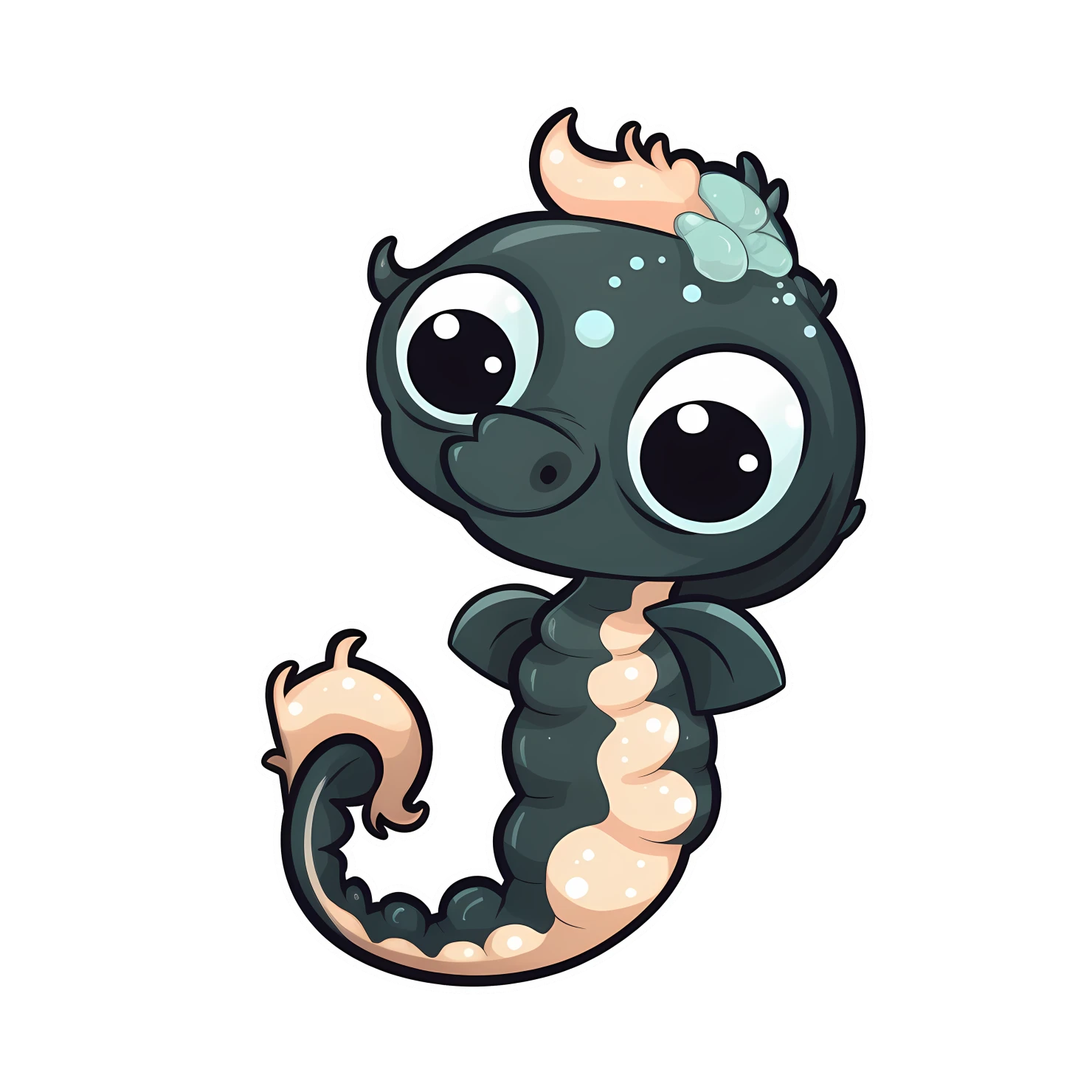 Kawaii seahorse sticker isolated on transparent background #26500