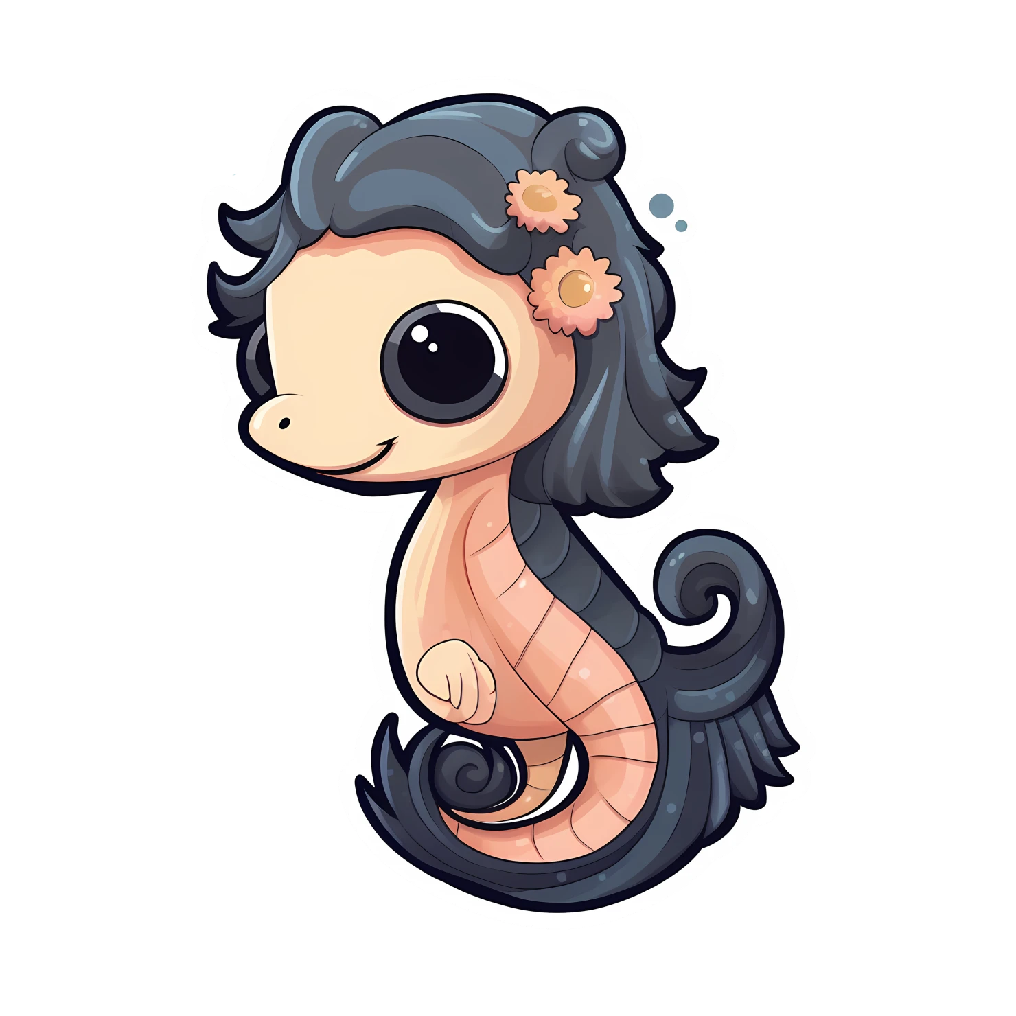 Kawaii seahorse sticker isolated on transparent background #26504