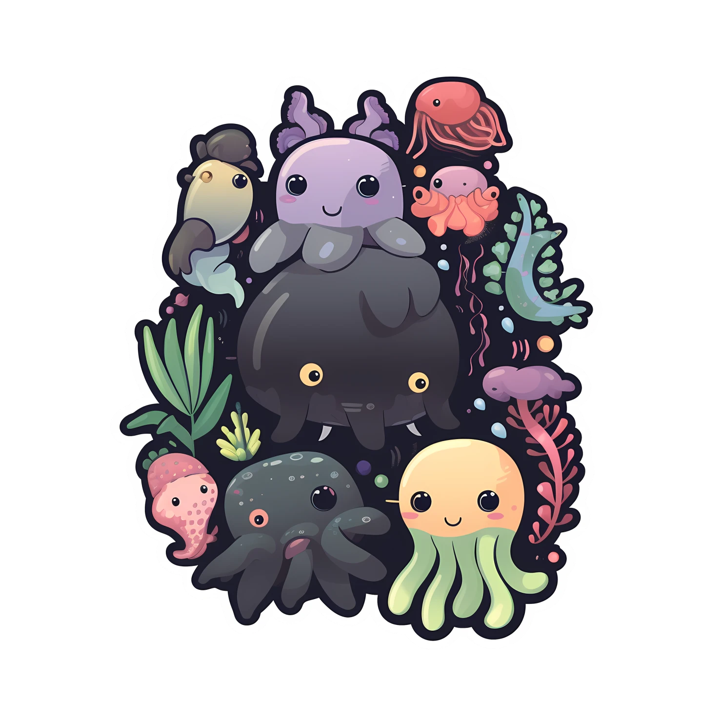 Kawaii octopus sticker isolated on transparent background #26529