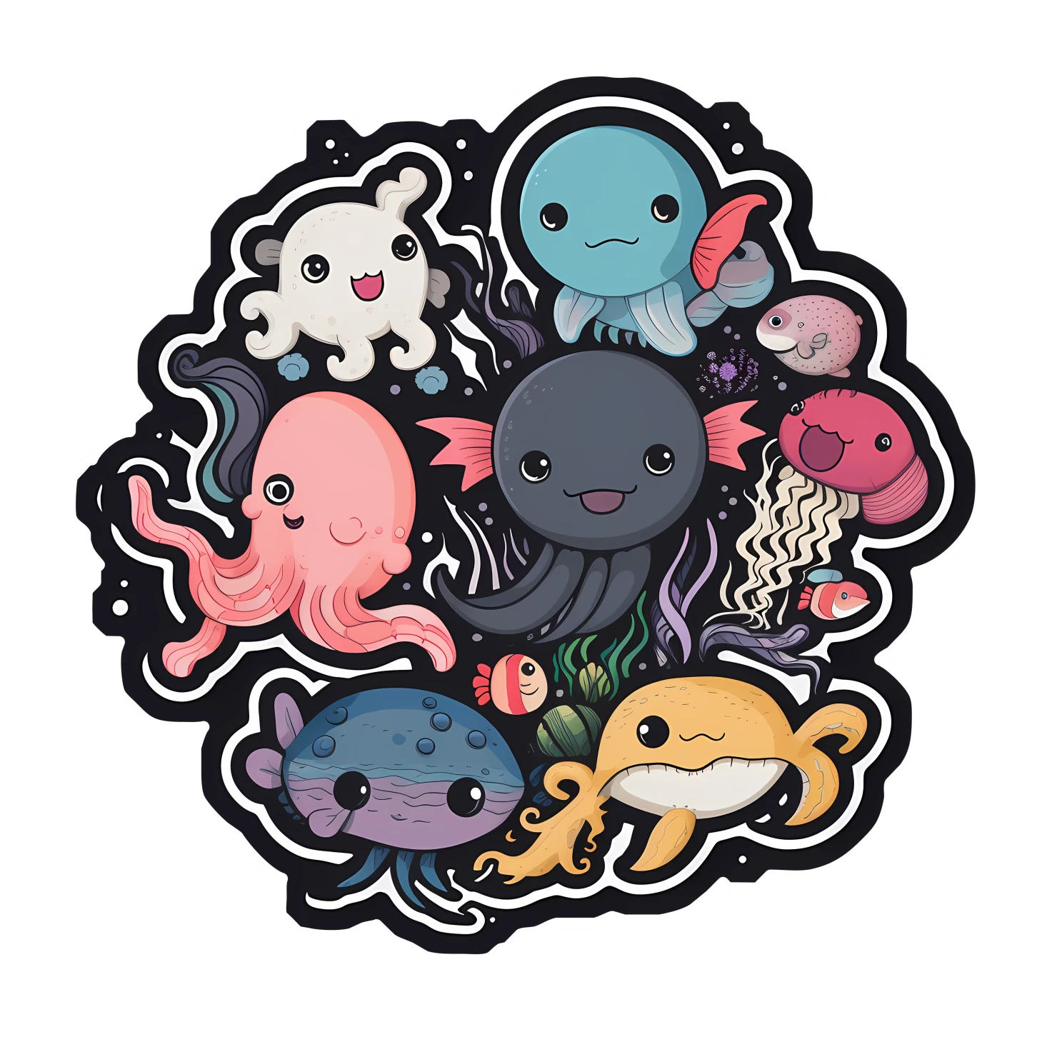 Kawaii octopus sticker isolated on transparent background #26530