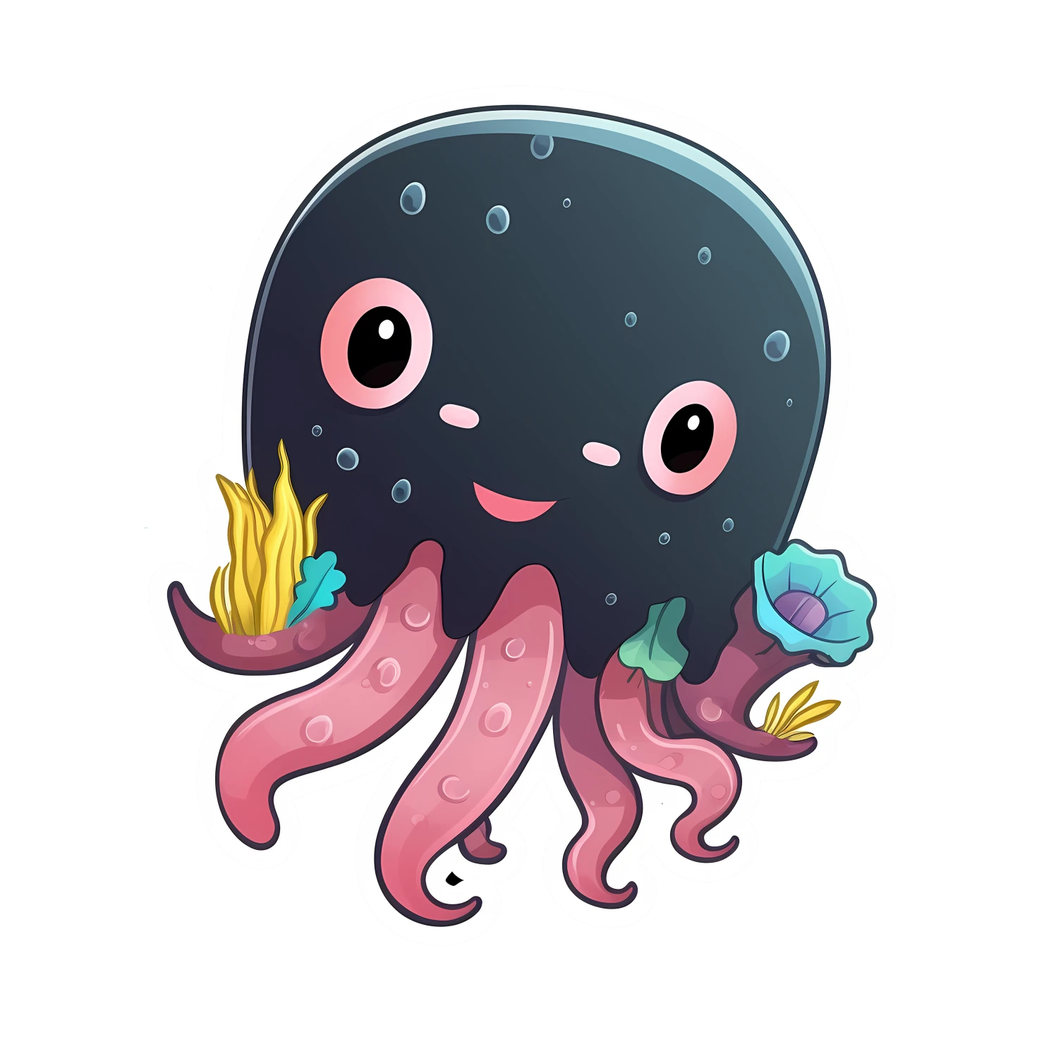 Kawaii octopus sticker isolated on transparent background #26537