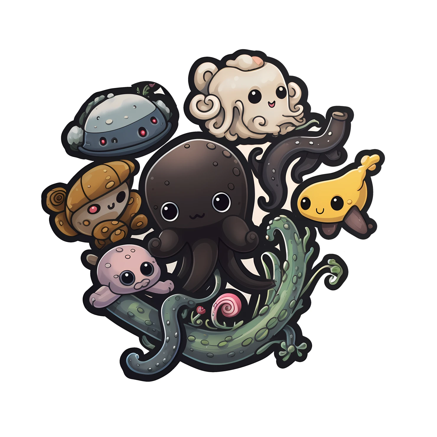 Kawaii octopus sticker isolated on transparent background #26538