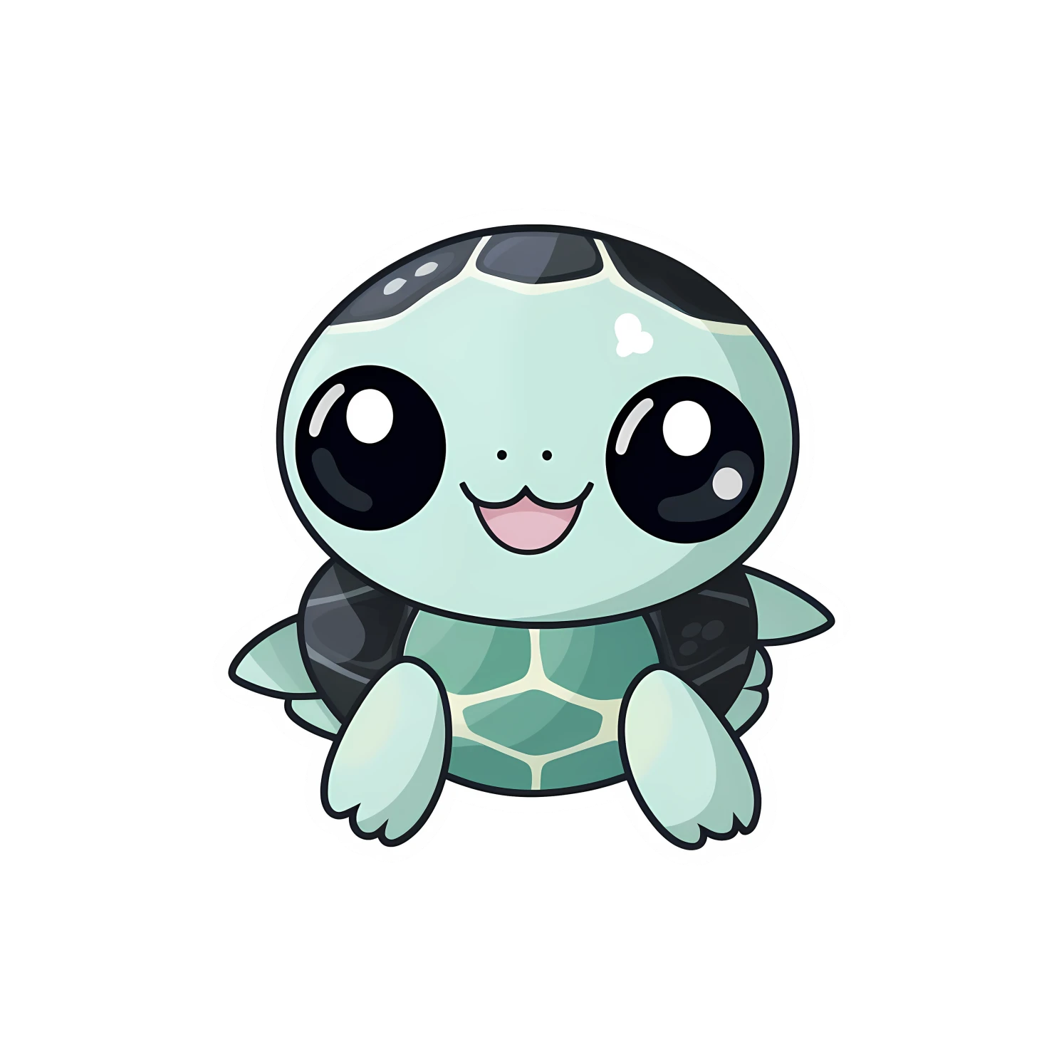 Kawaii sea turtle sticker isolated on transparent background #26541