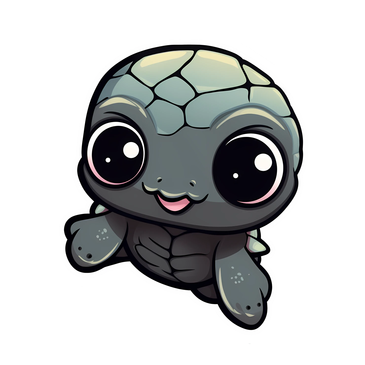 Kawaii  sea turtle sticker isolated on transparent background #26542