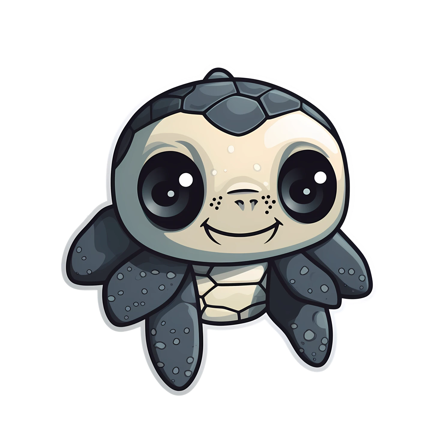 Kawaii sea turtle sticker isolated on transparent background #26544