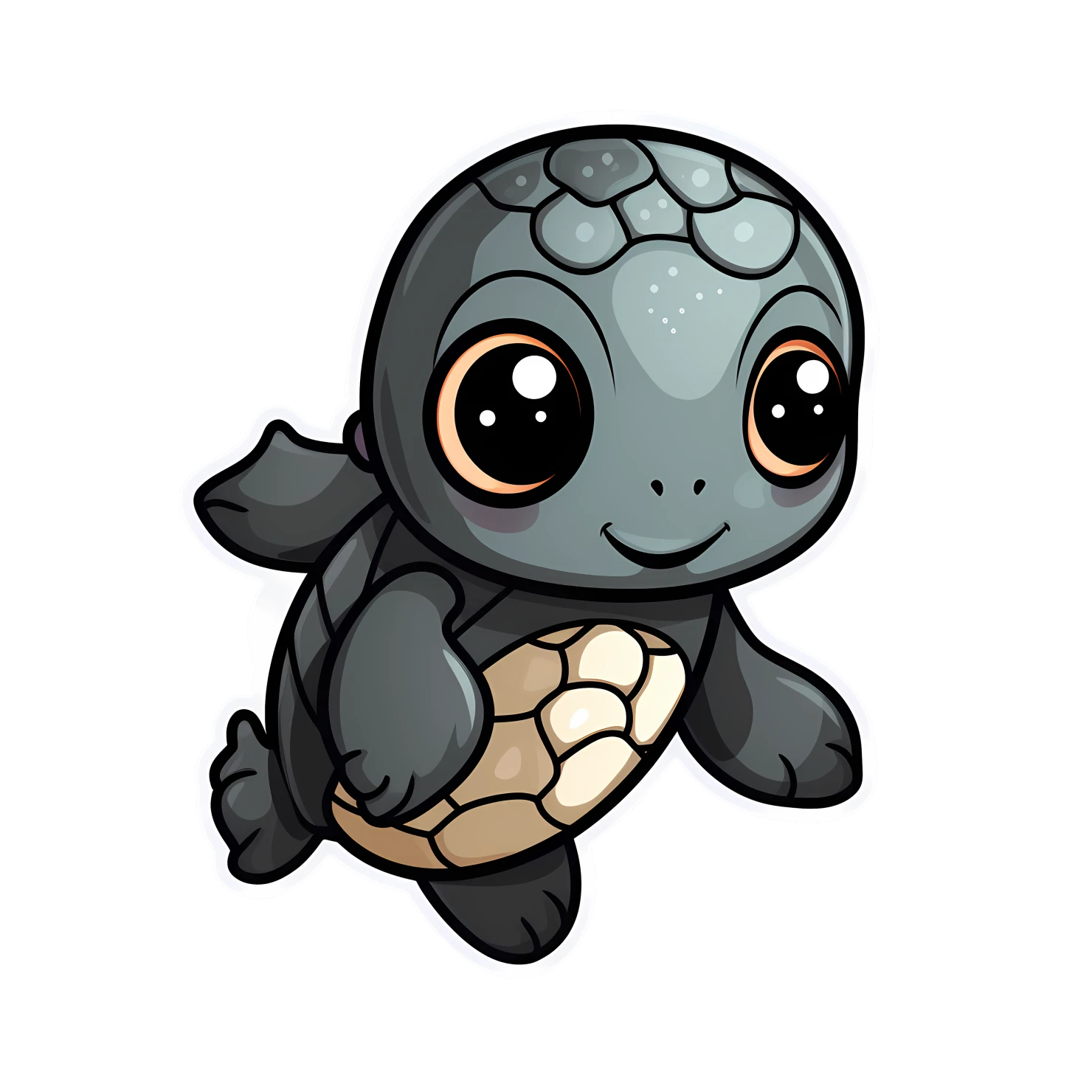 Kawaii  sea turtle sticker isolated on transparent background #26545