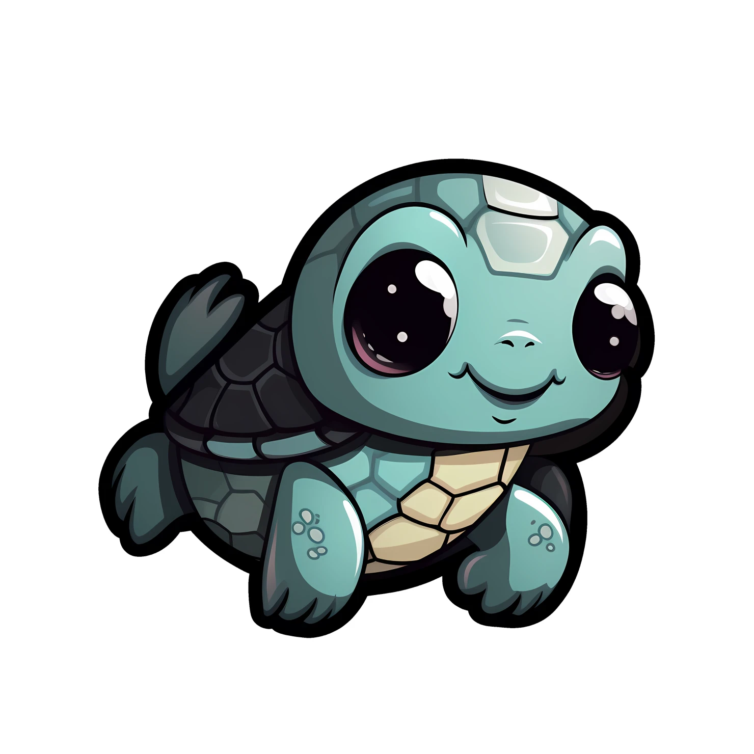 Kawaii sea turtle sticker isolated on transparent background #26546