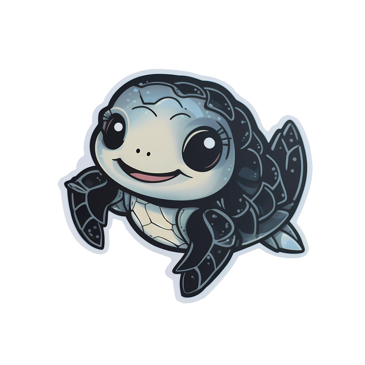 Kawaii sea turtle sticker isolated on transparent background #26548