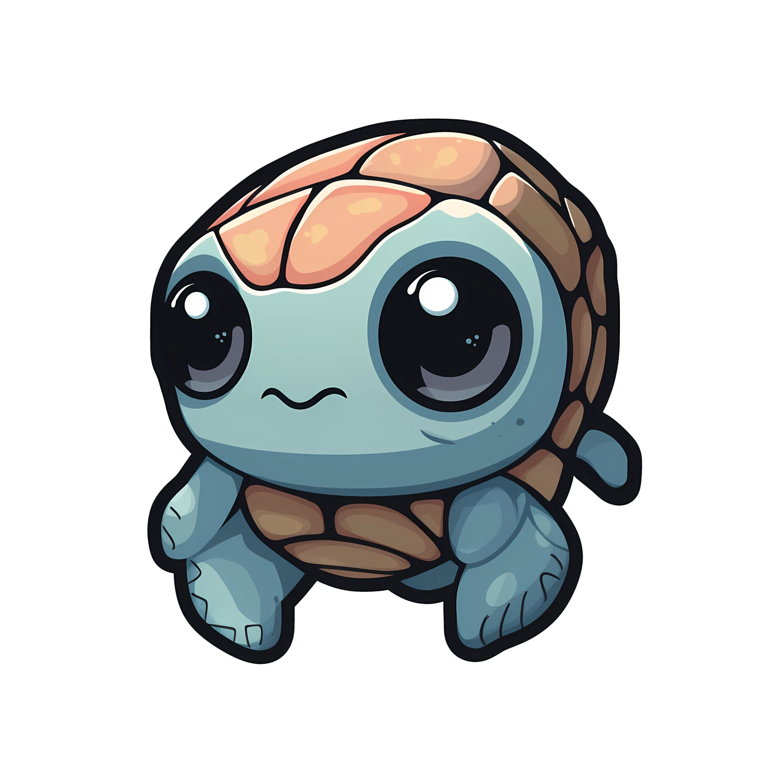 Kawaii sea turtle sticker isolated on transparent background #26550