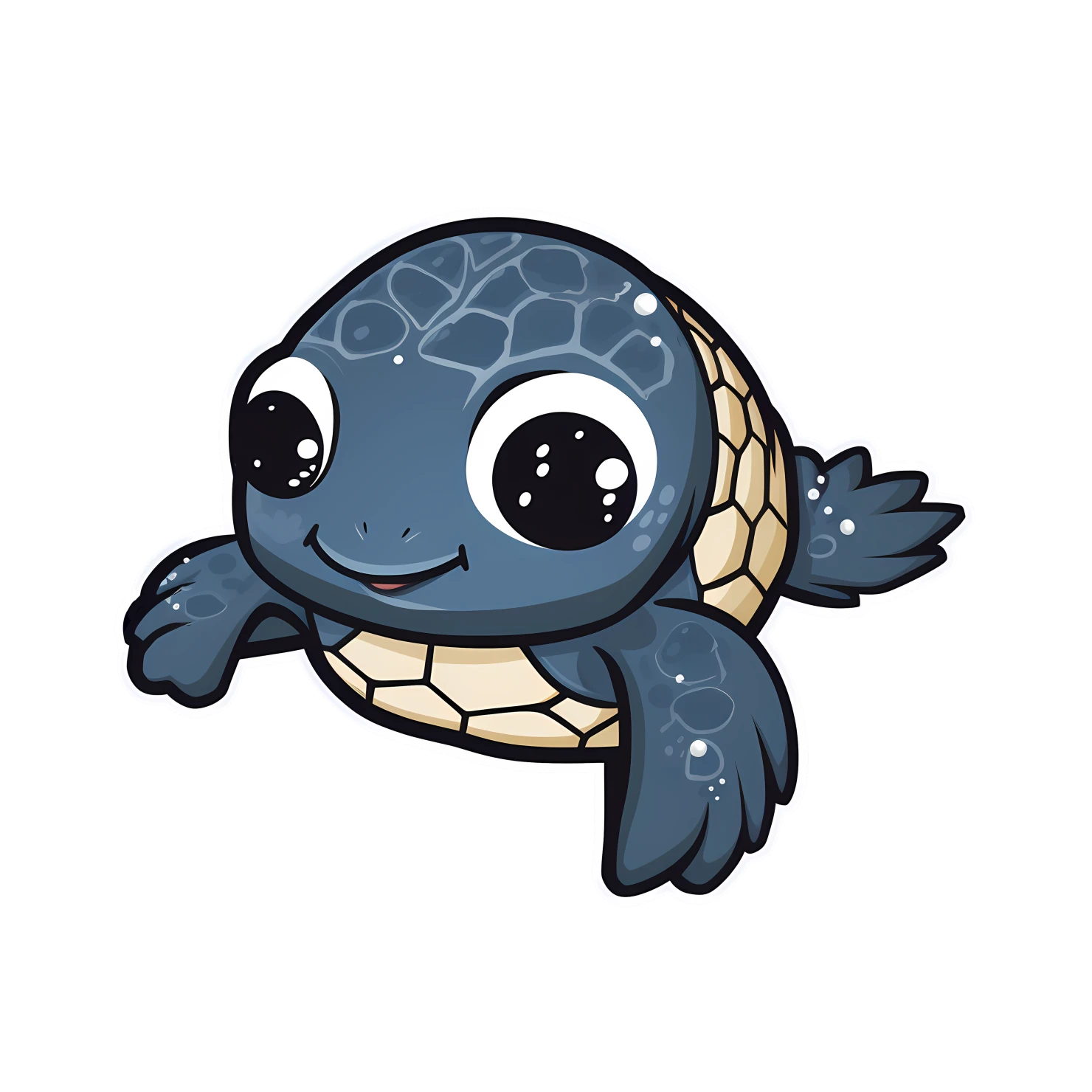 Kawaii  sea turtle sticker isolated on transparent background #26551