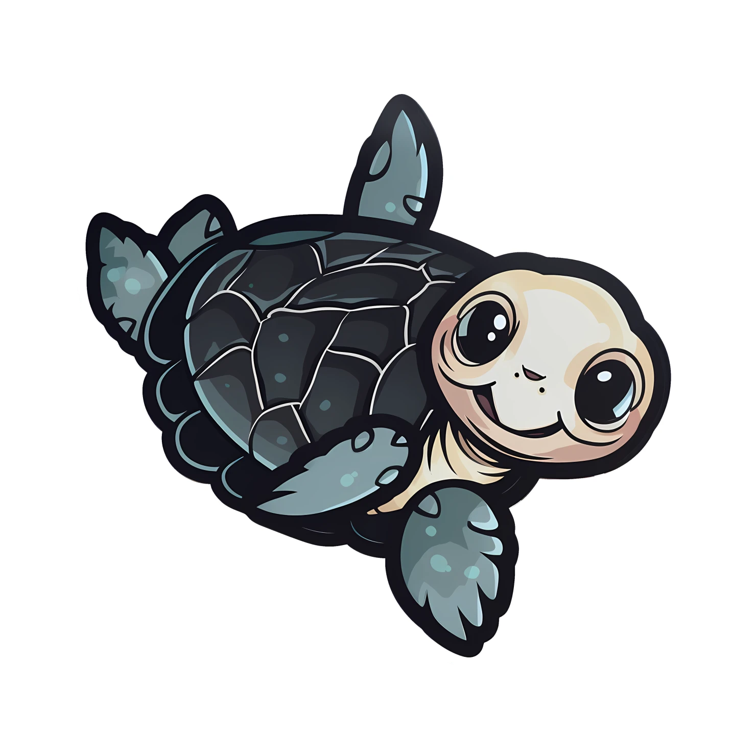 Kawaii  sea turtle sticker isolated on transparent background #26553