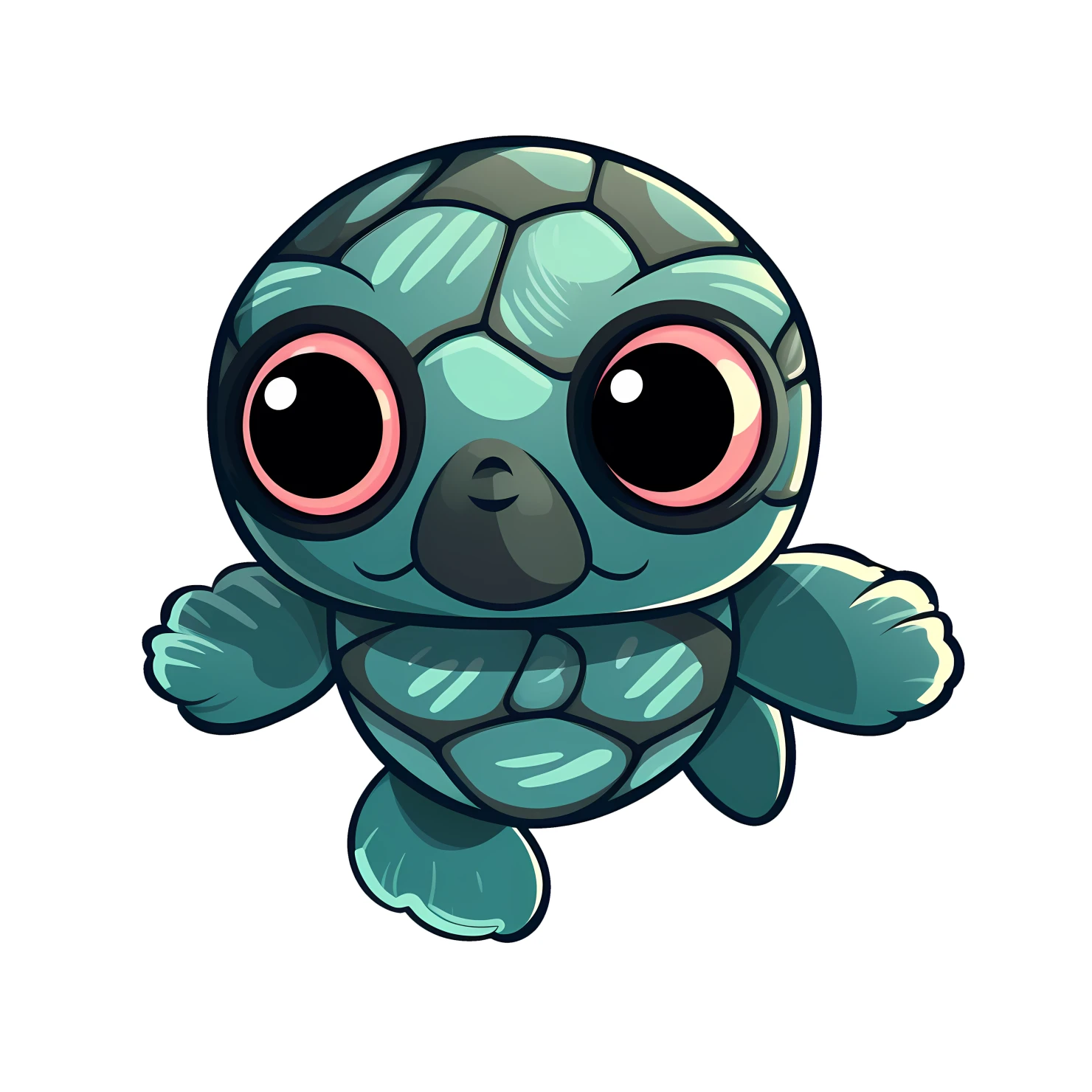 Kawaii sea turtle sticker isolated on transparent background #26554