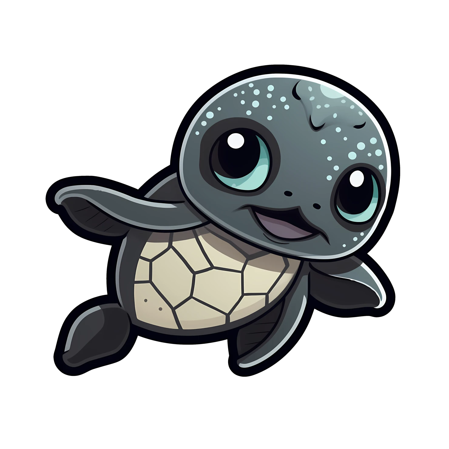 Kawaii sea turtle sticker isolated on transparent background #26556
