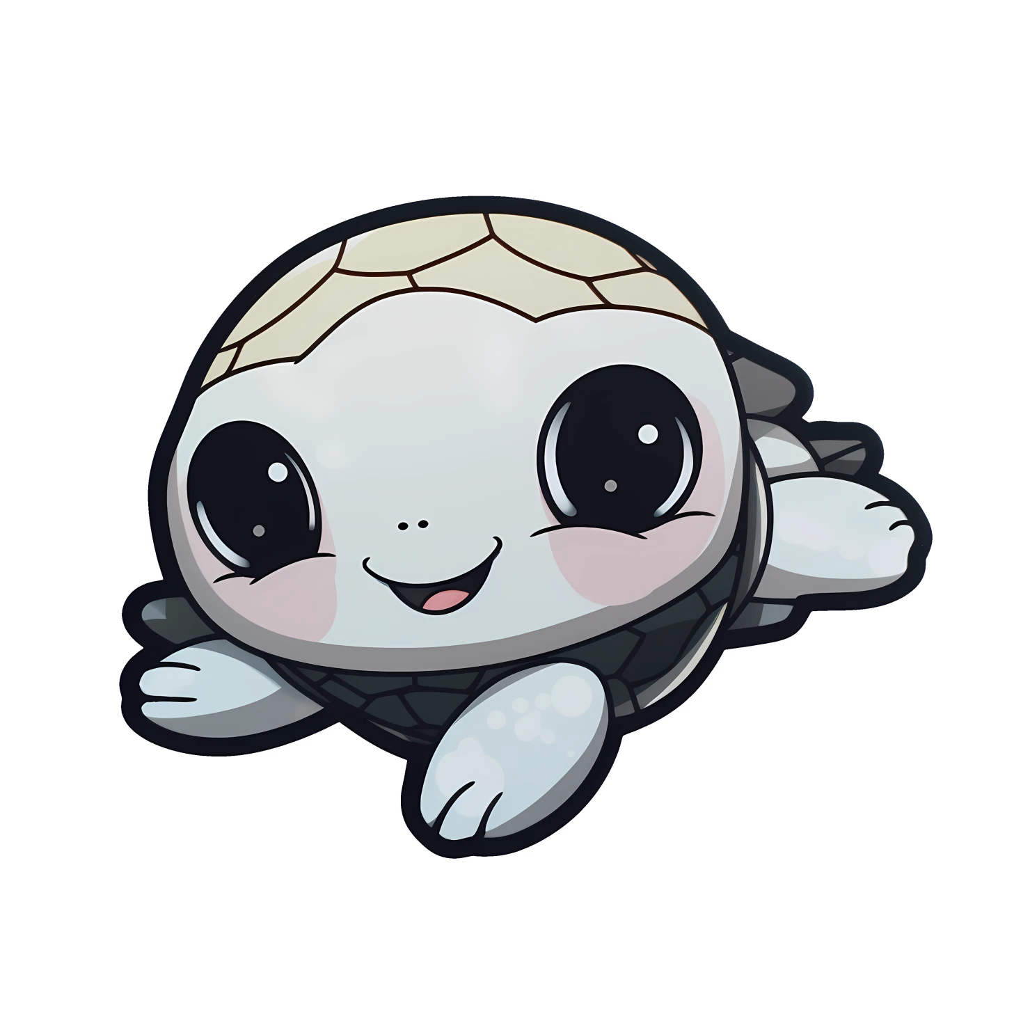 Kawaii sea turtle sticker isolated on transparent background #26557