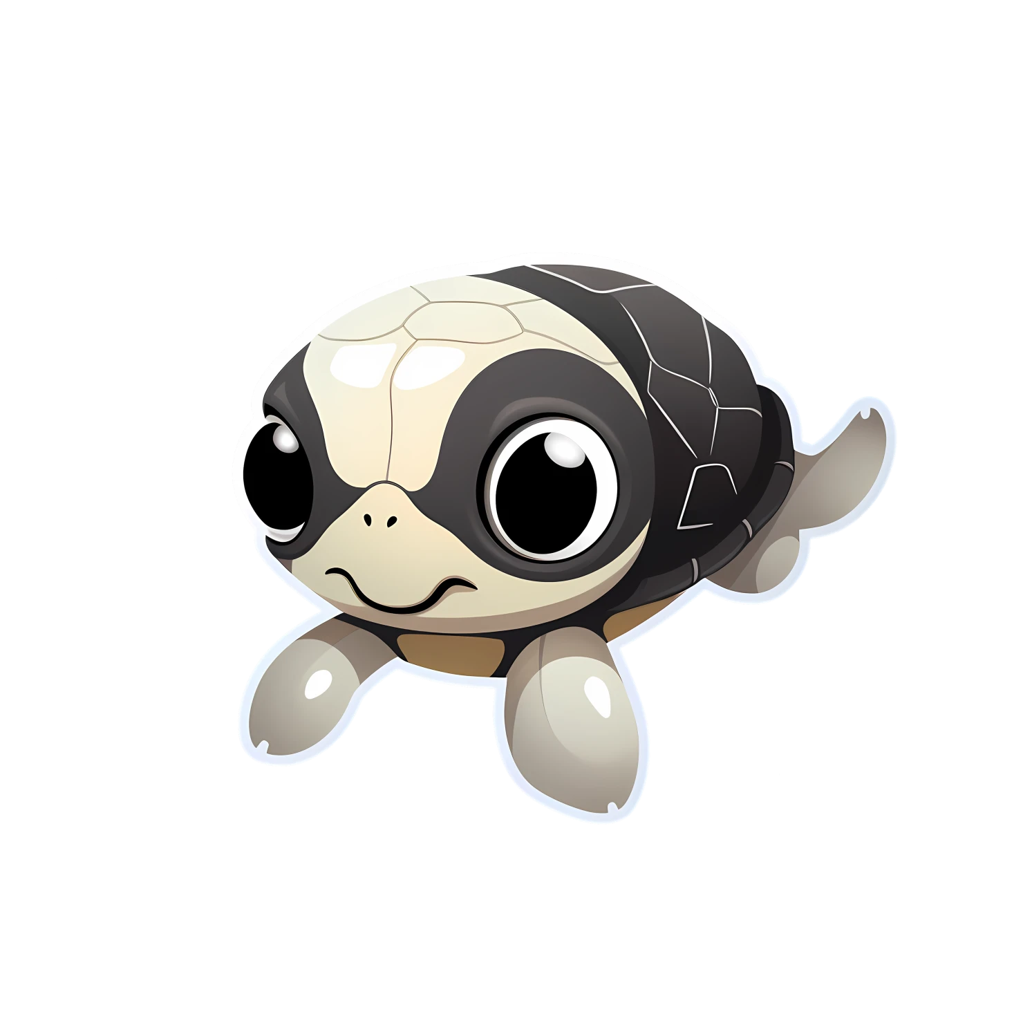 Kawaii  sea turtle sticker isolated on transparent background #26558
