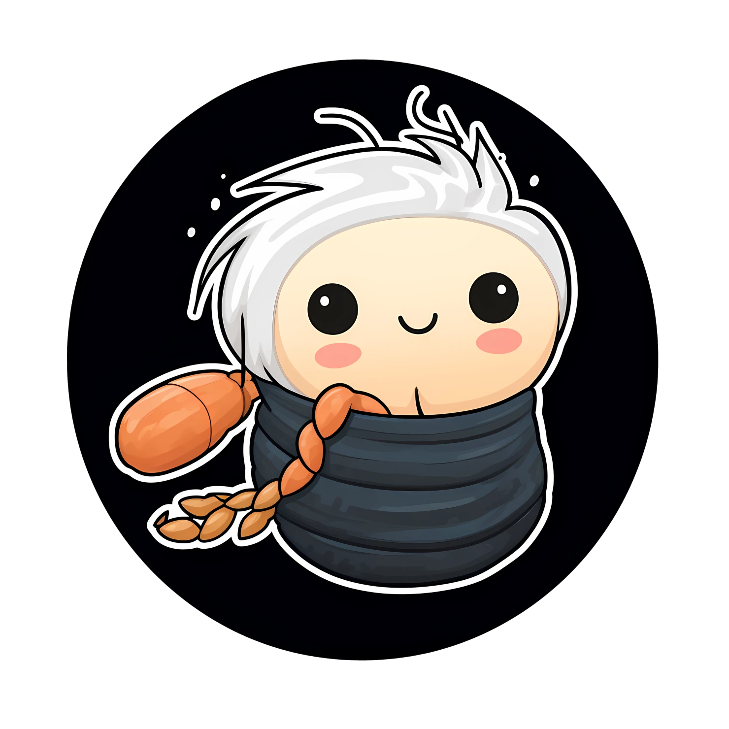Kawaii shrimp sticker isolated on transparent background #26578