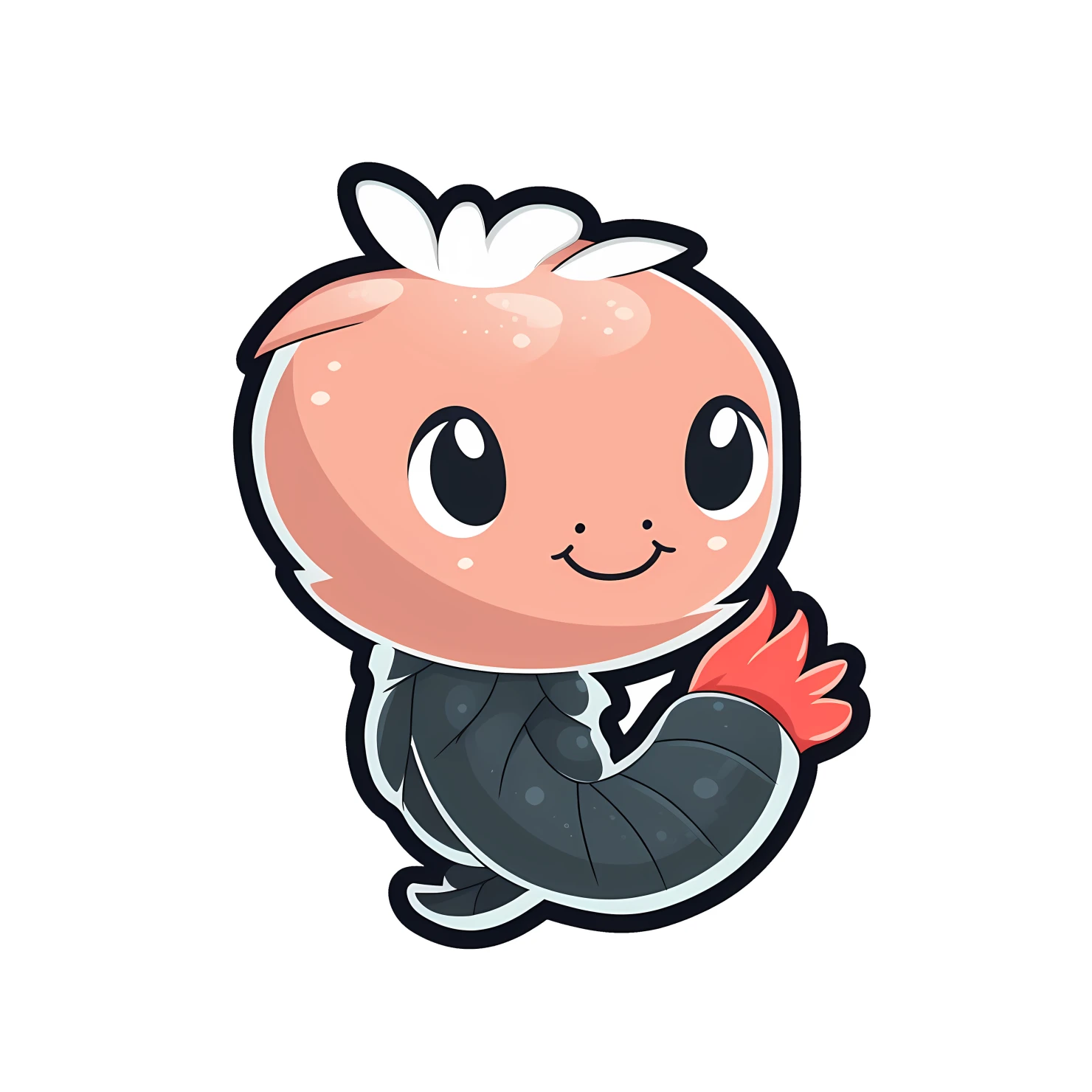 Kawaii shrimp sticker isolated on transparent background #26580