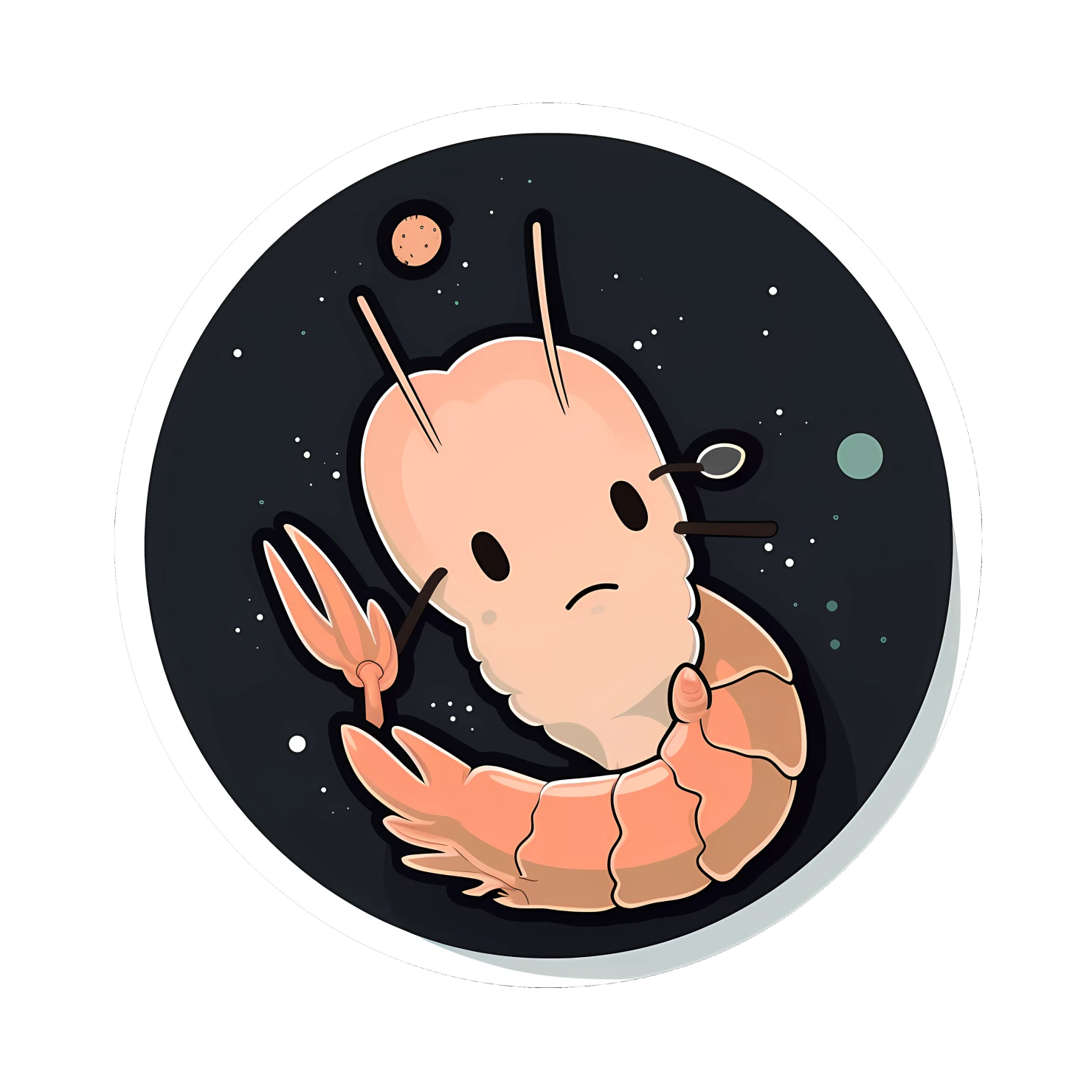 Kawaii shrimp sticker isolated on transparent background #26582