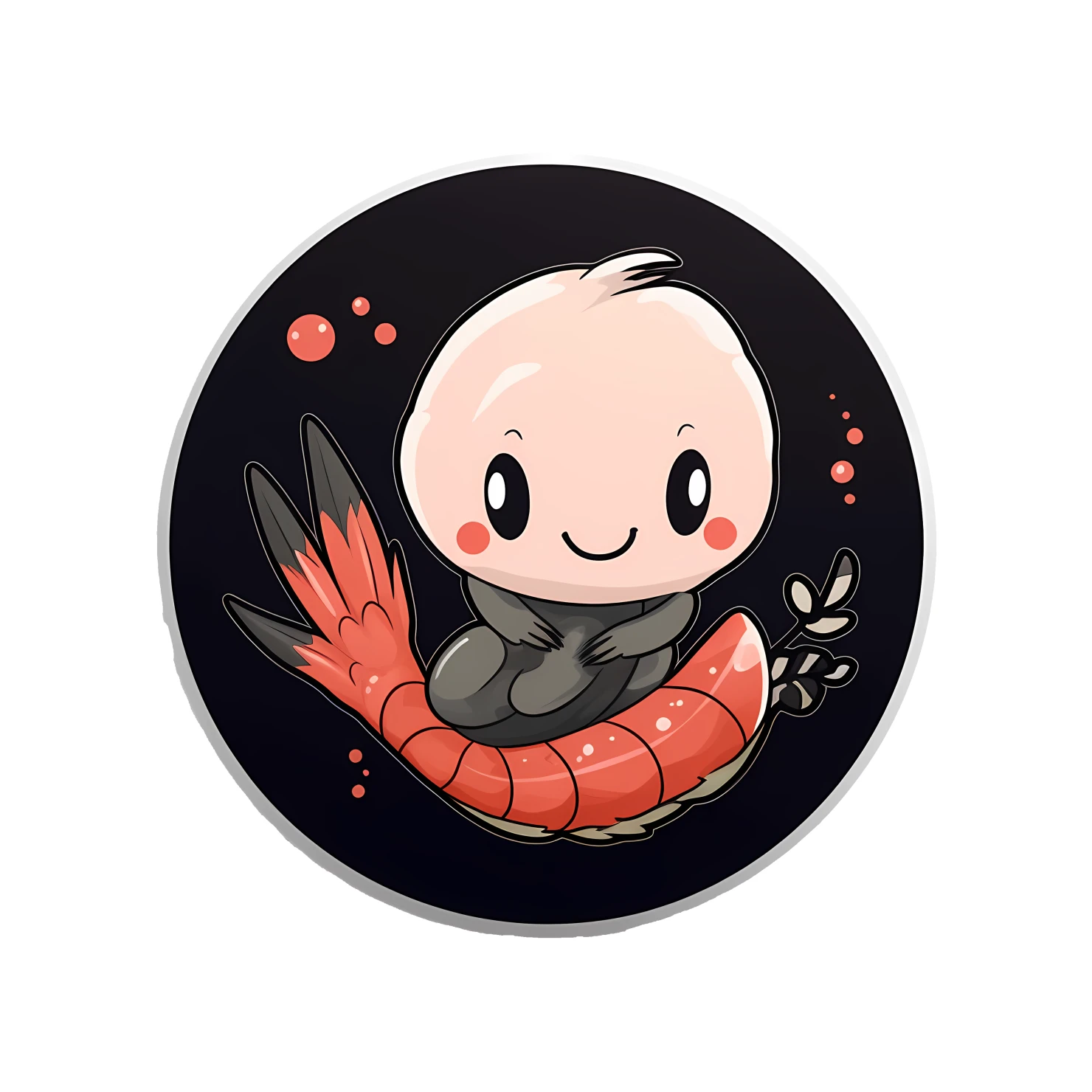 Kawaii shrimp sticker isolated on transparent background #26583
