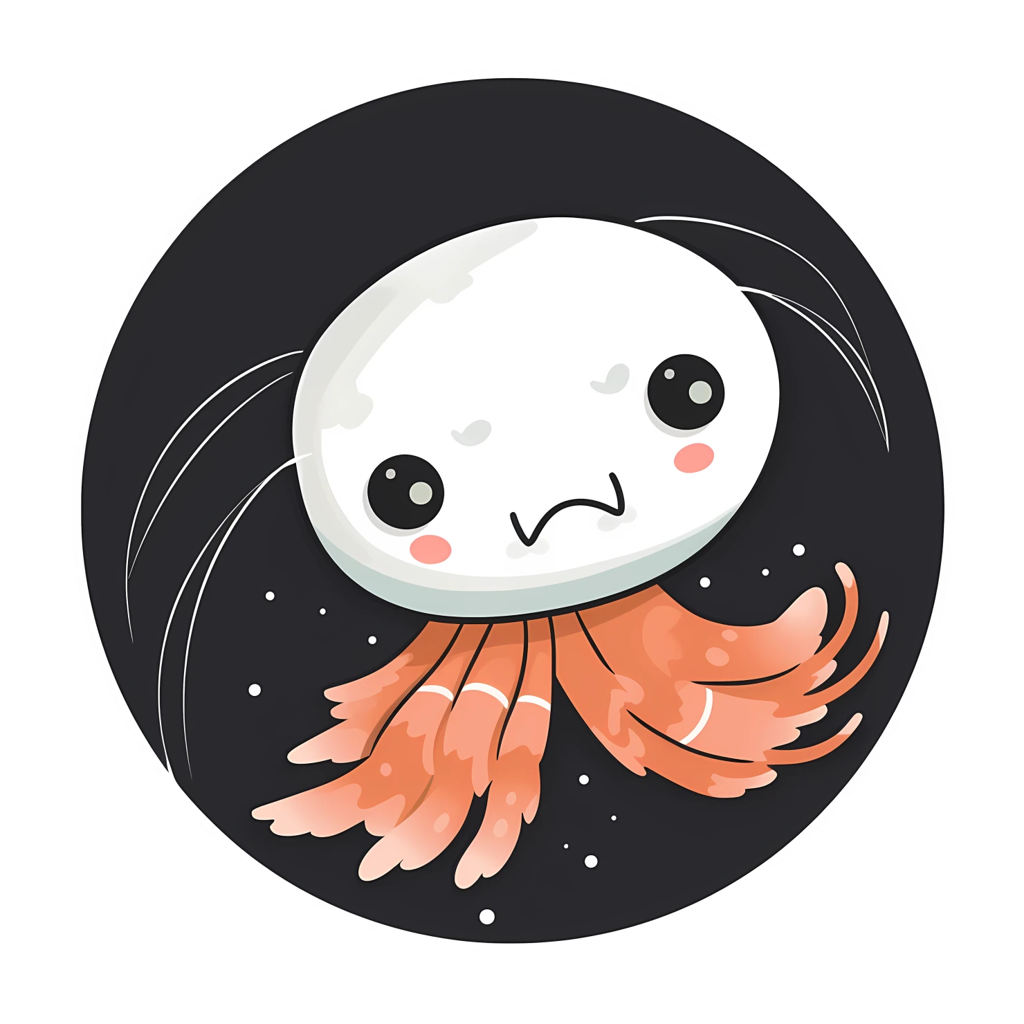 Kawaii shrimp sticker isolated on transparent background #26586