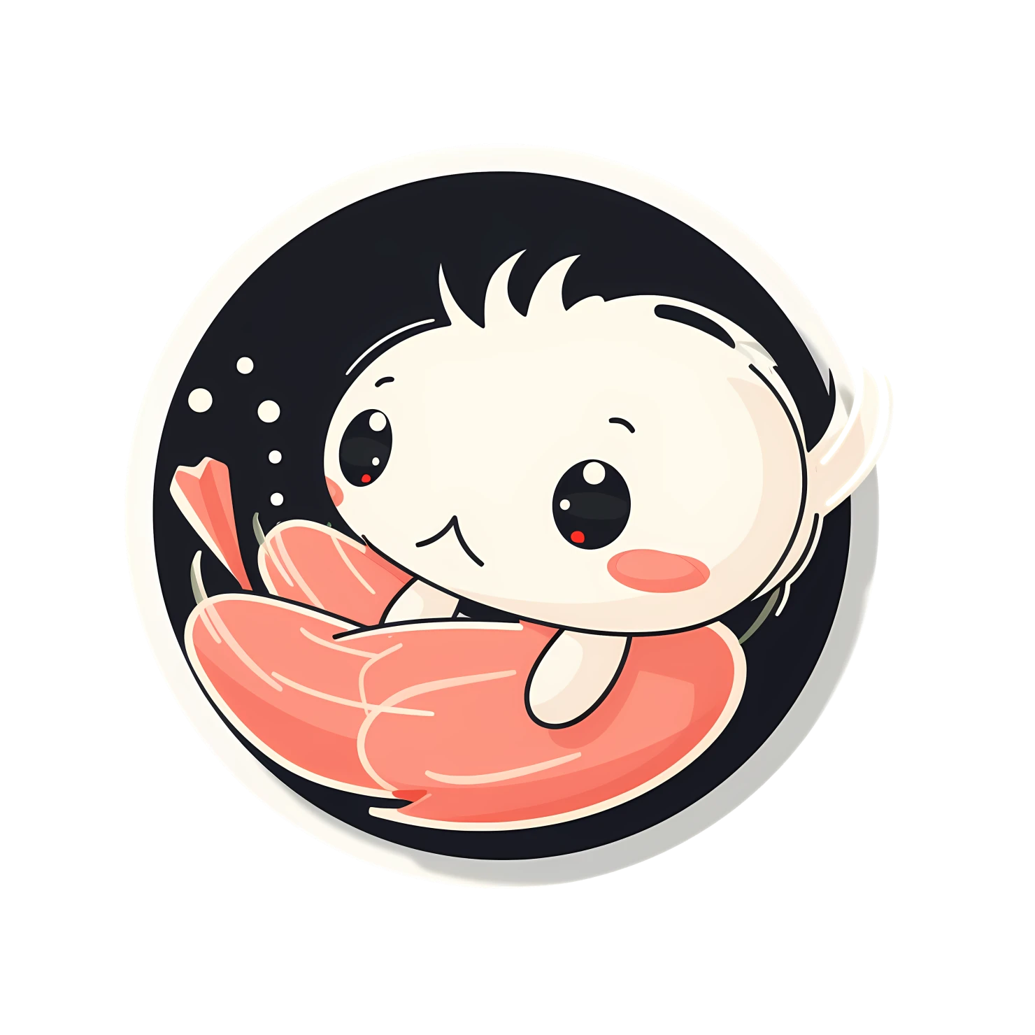 Kawaii shrimp sticker isolated on transparent background #26587