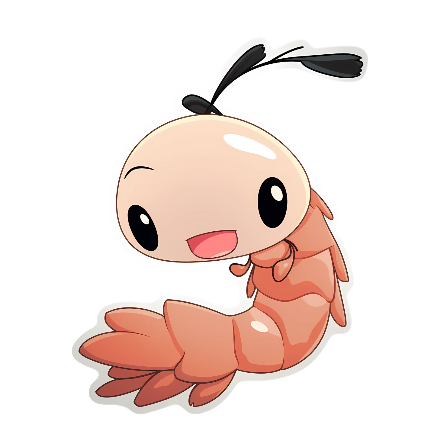Kawaii shrimp sticker isolated on transparent background #26588
