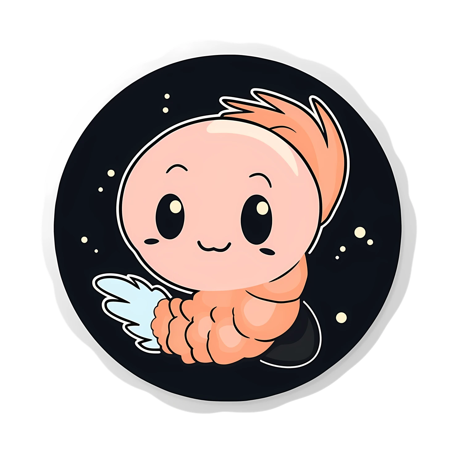 Kawaii shrimp sticker isolated on transparent background #26589