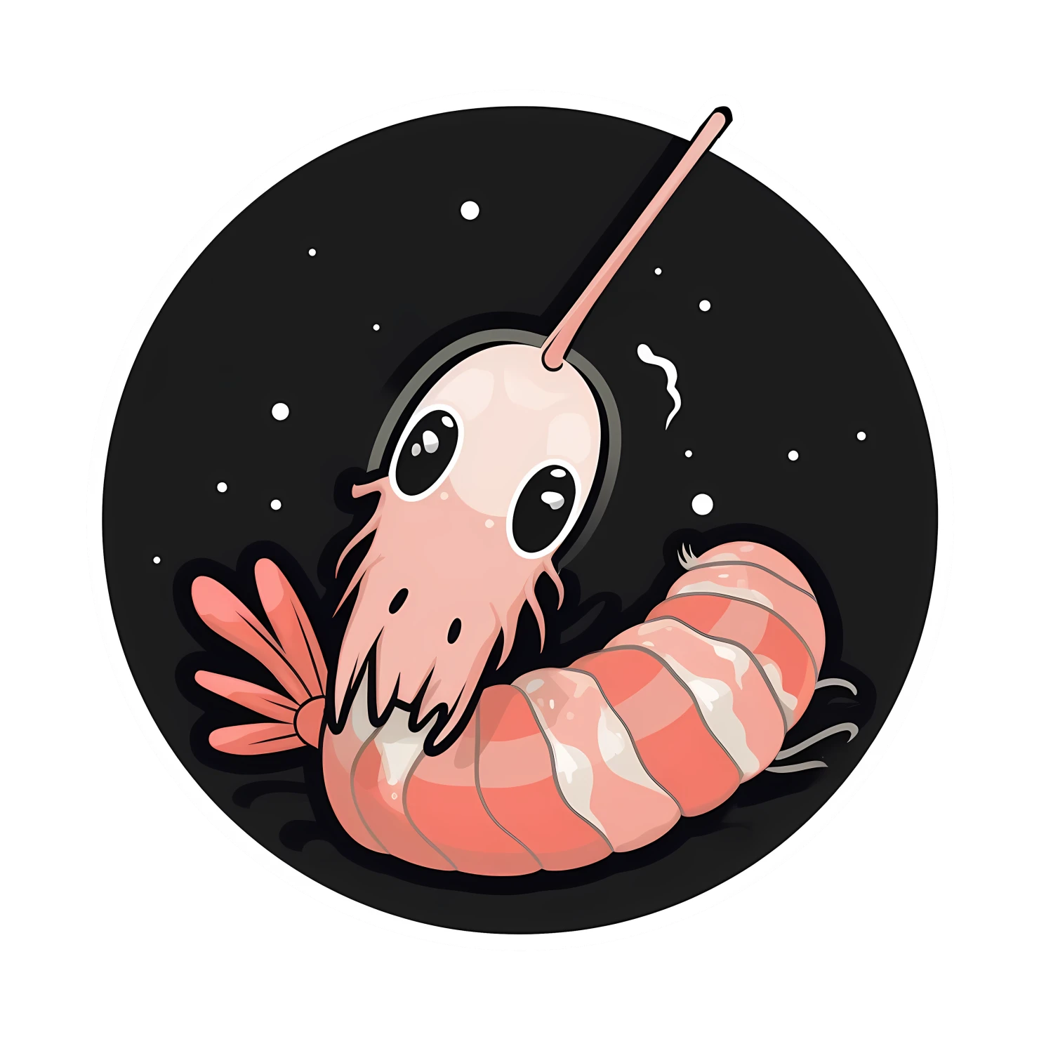 Kawaii shrimp sticker isolated on transparent background #26590
