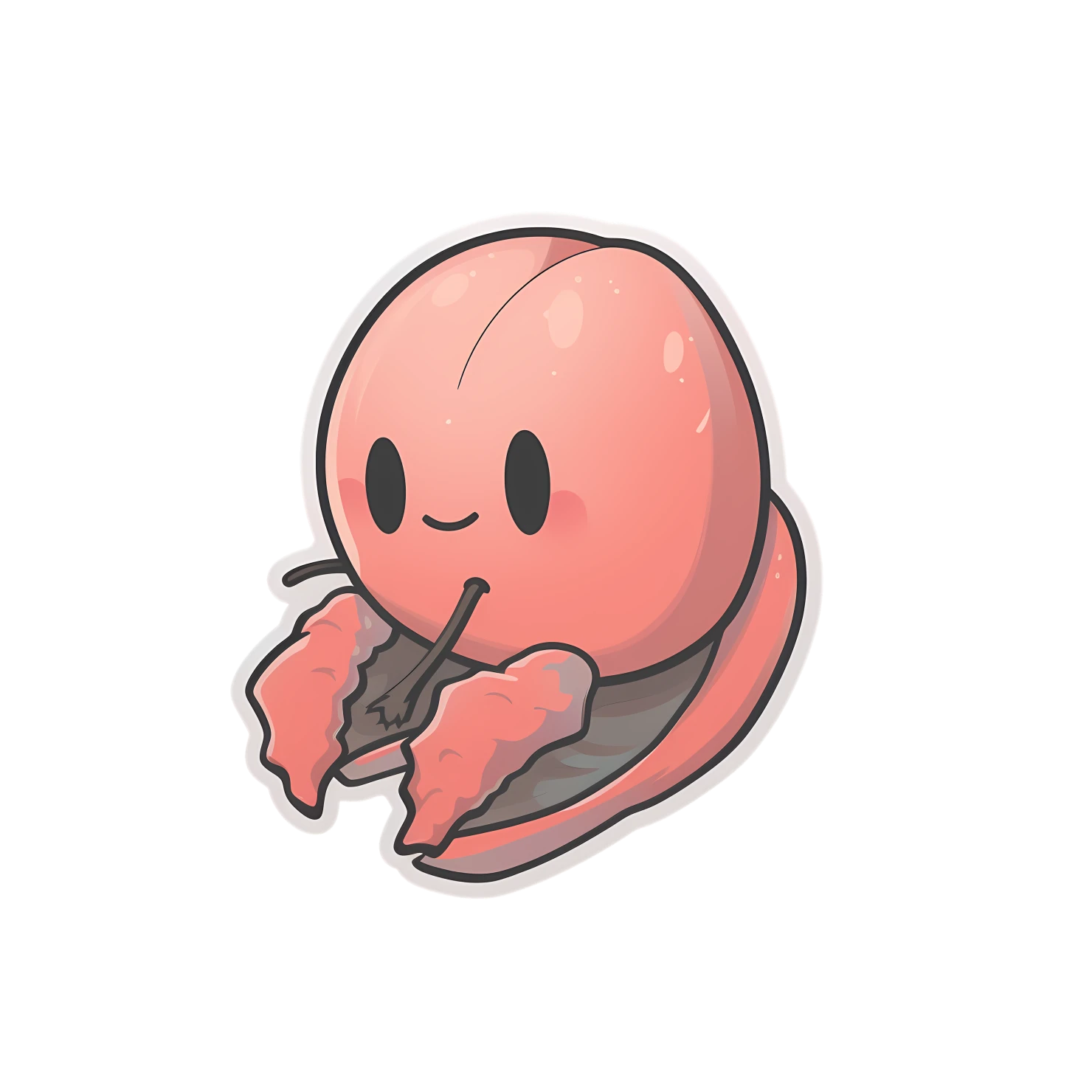 Kawaii shrimp sticker isolated on transparent background #26592