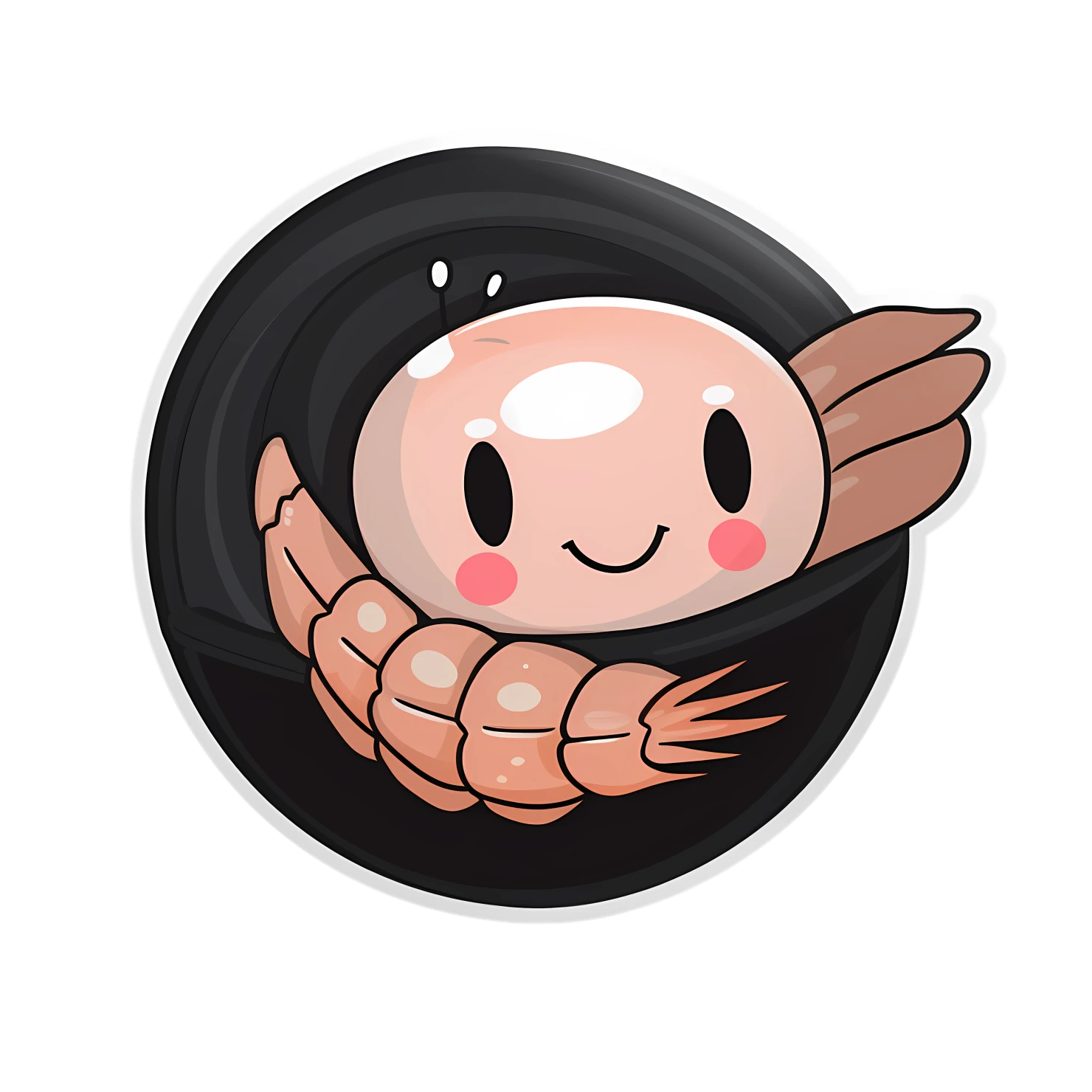 Kawaii shrimp sticker isolated on transparent background #26593