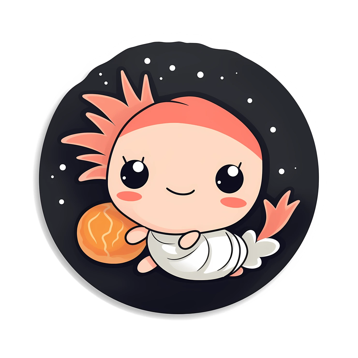Kawaii shrimp sticker isolated on transparent background #26596