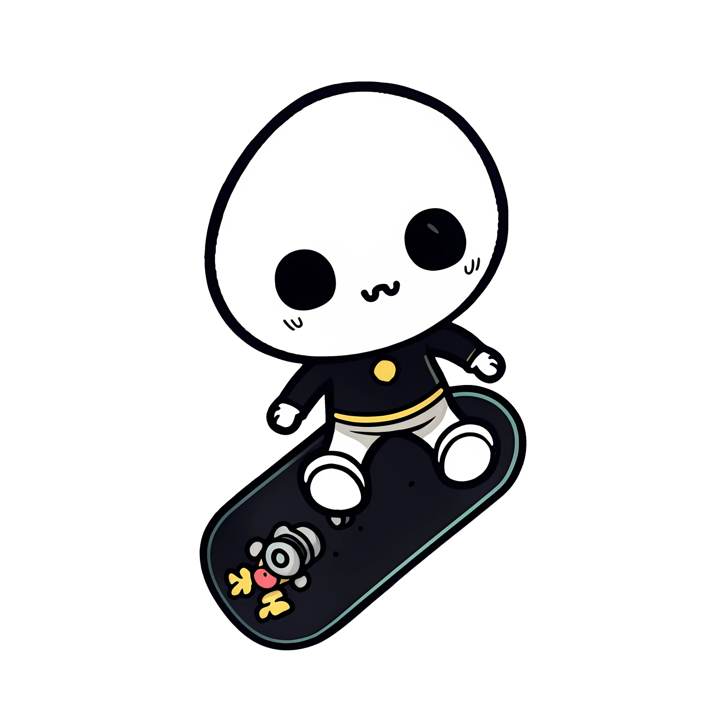 Kawaii skateboard sticker isolated on transparent background #26622