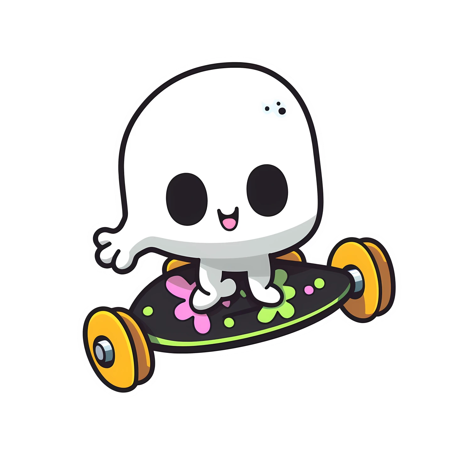 Kawaii skateboard sticker isolated on transparent background #26624