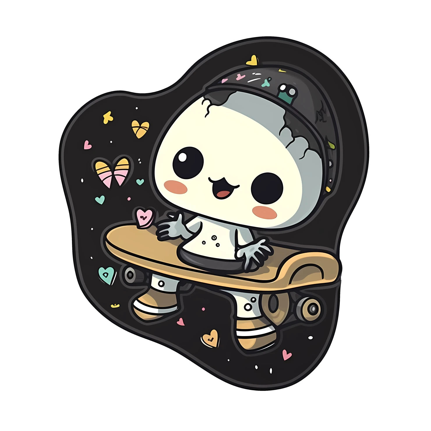 Kawaii skateboard sticker isolated on transparent background #26628