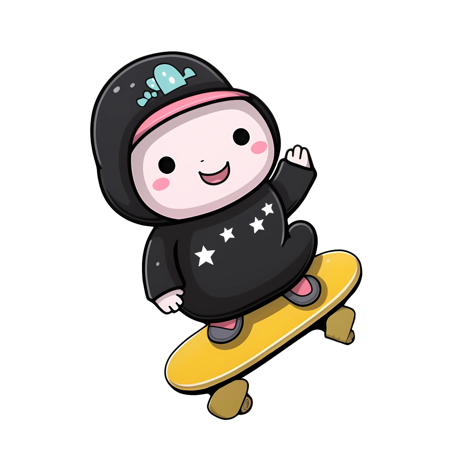 Kawaii skateboard sticker isolated on transparent background #26629