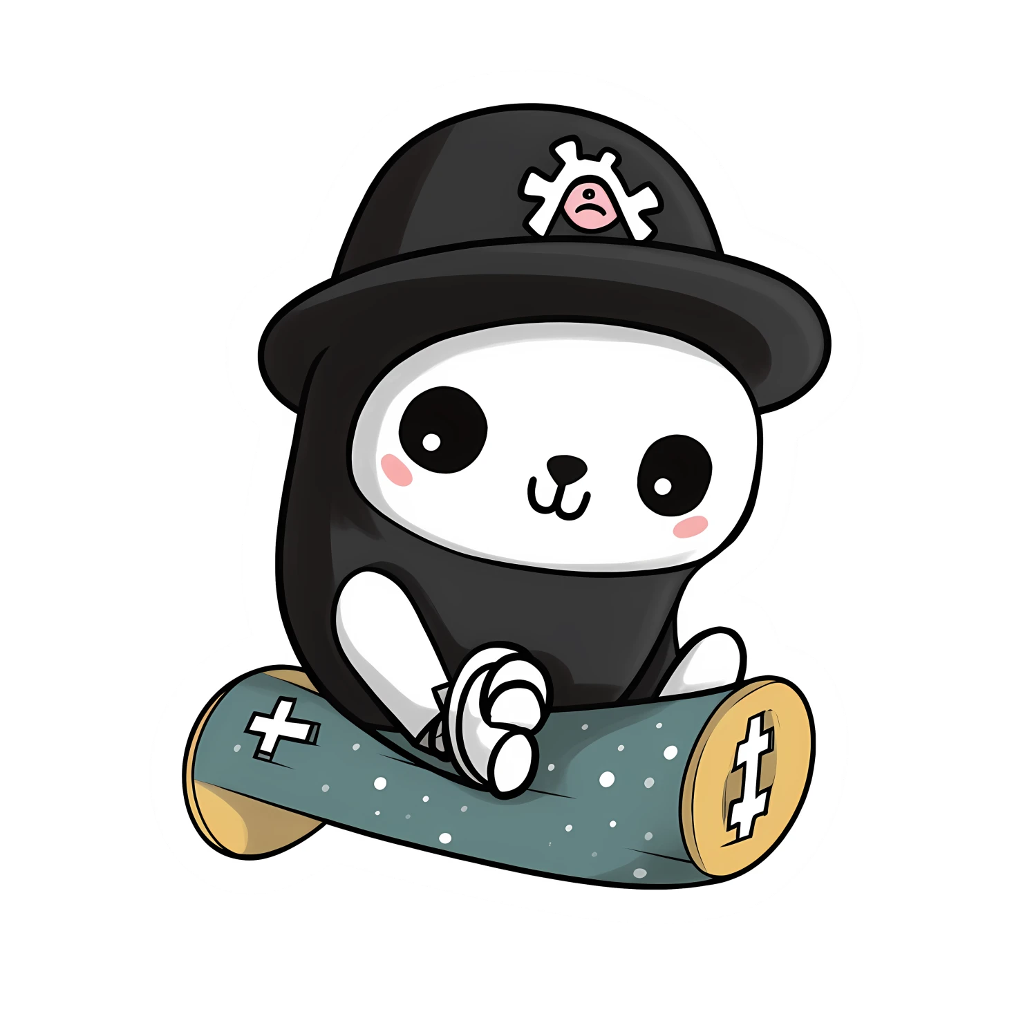 Kawaii skateboard sticker isolated on transparent background #26633