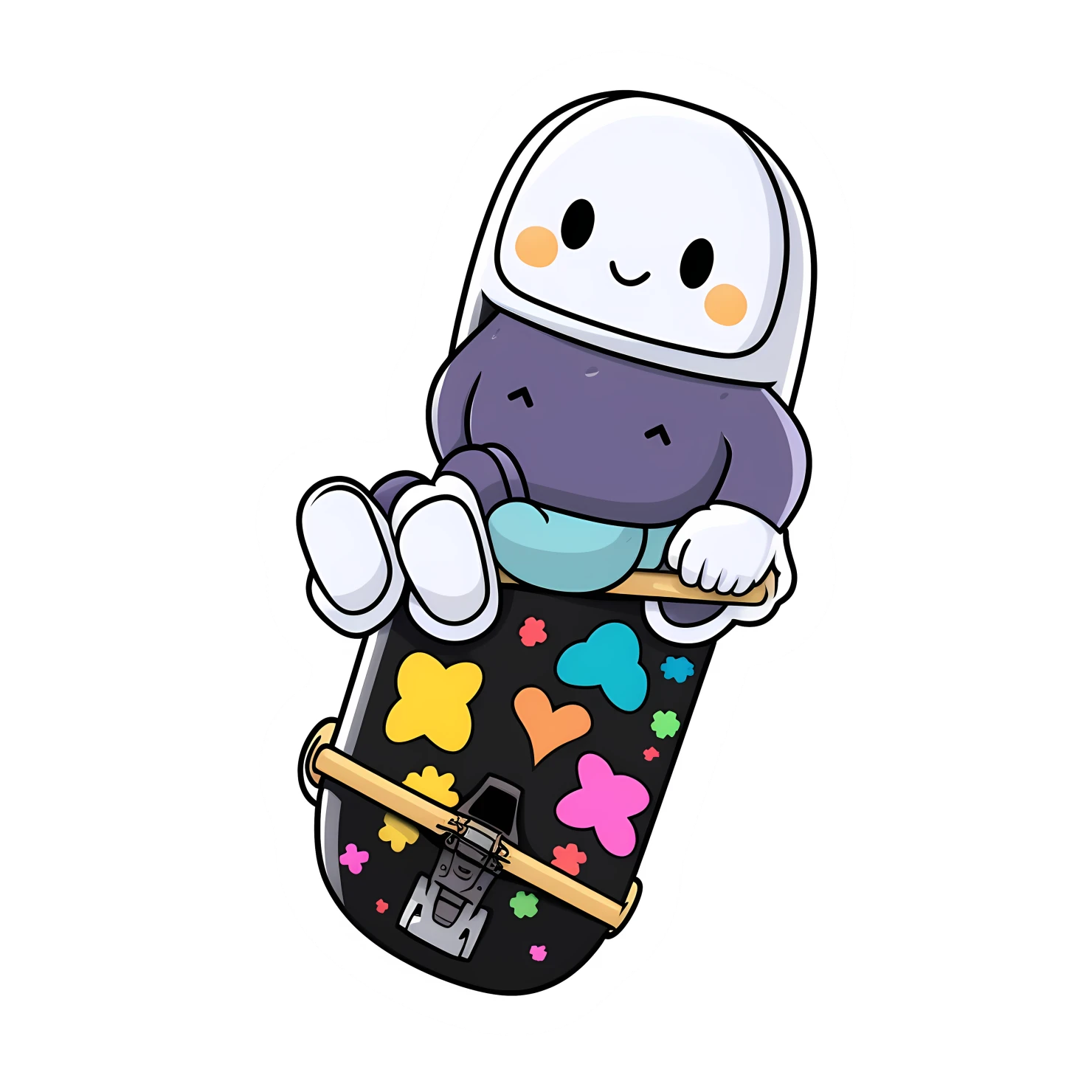 Kawaii skateboard sticker isolated on transparent background #26634