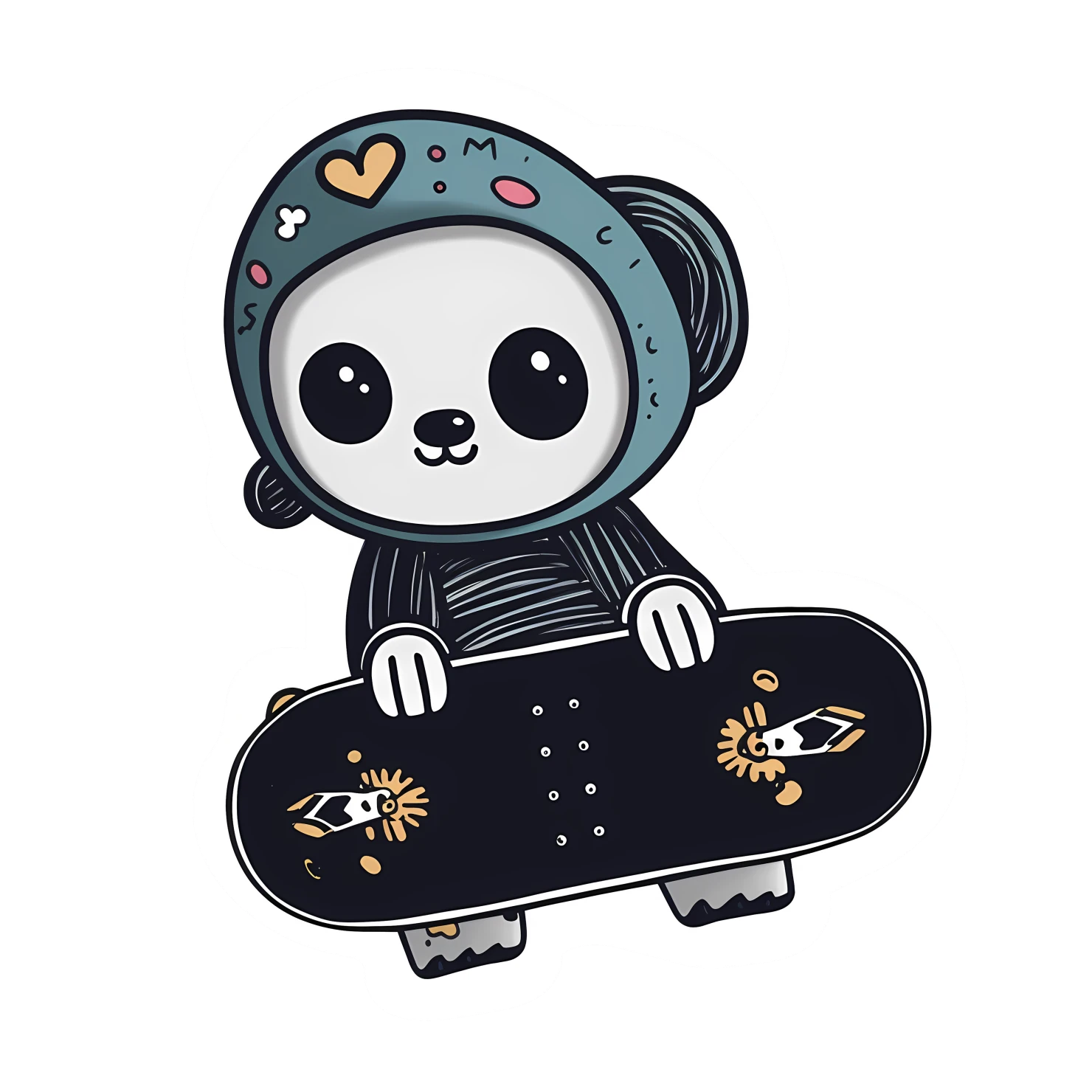 Kawaii skateboard sticker isolated on transparent background #26635