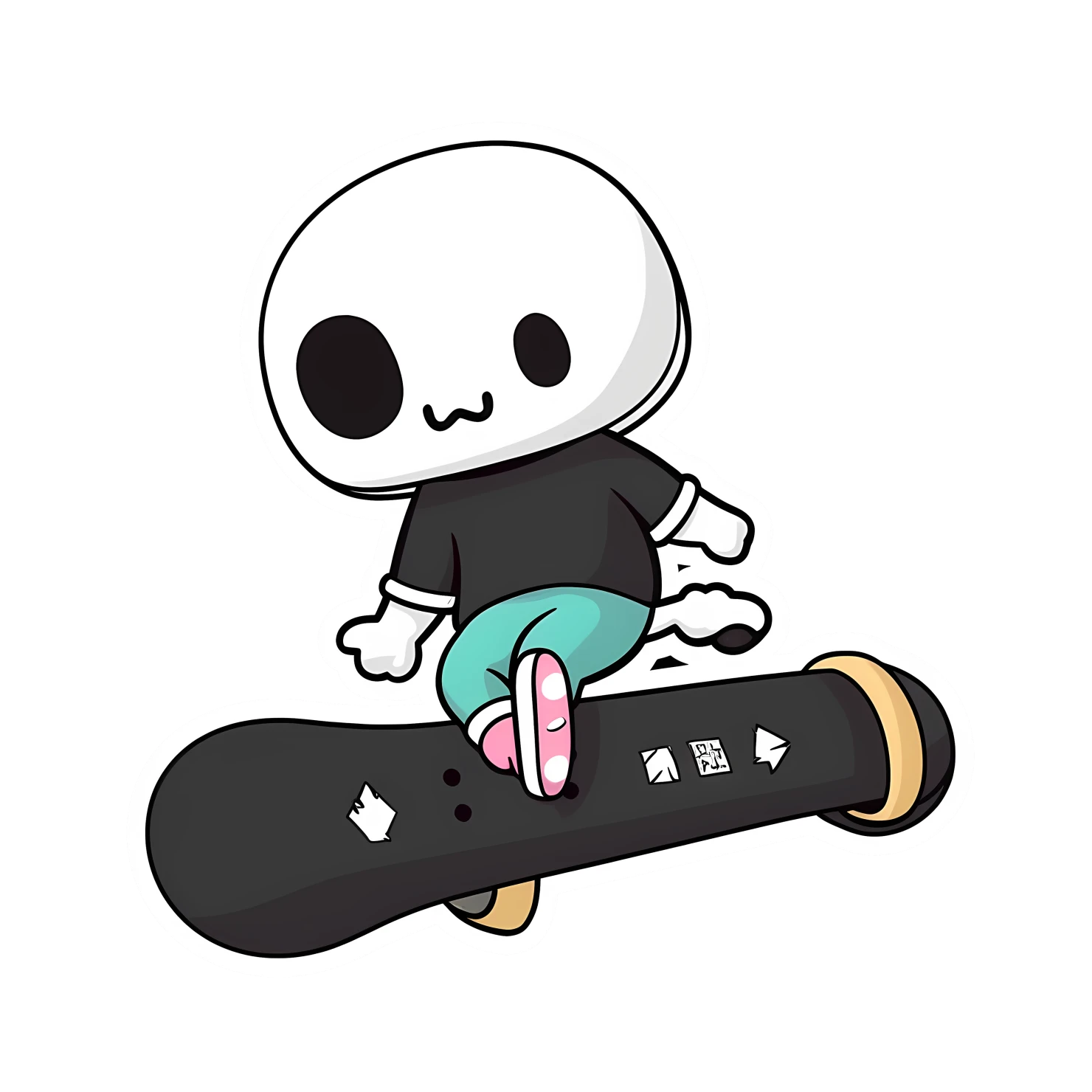 Kawaii skateboard sticker isolated on transparent background #26636