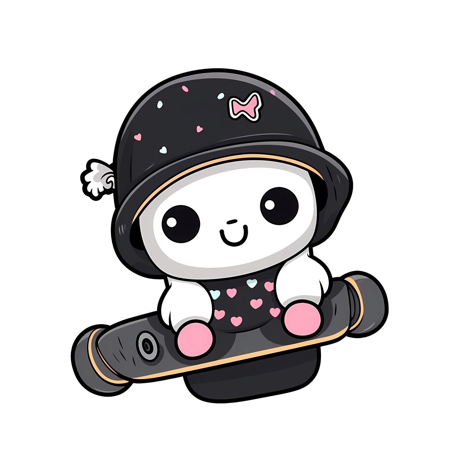 Kawaii skateboard sticker isolated on transparent background #26637