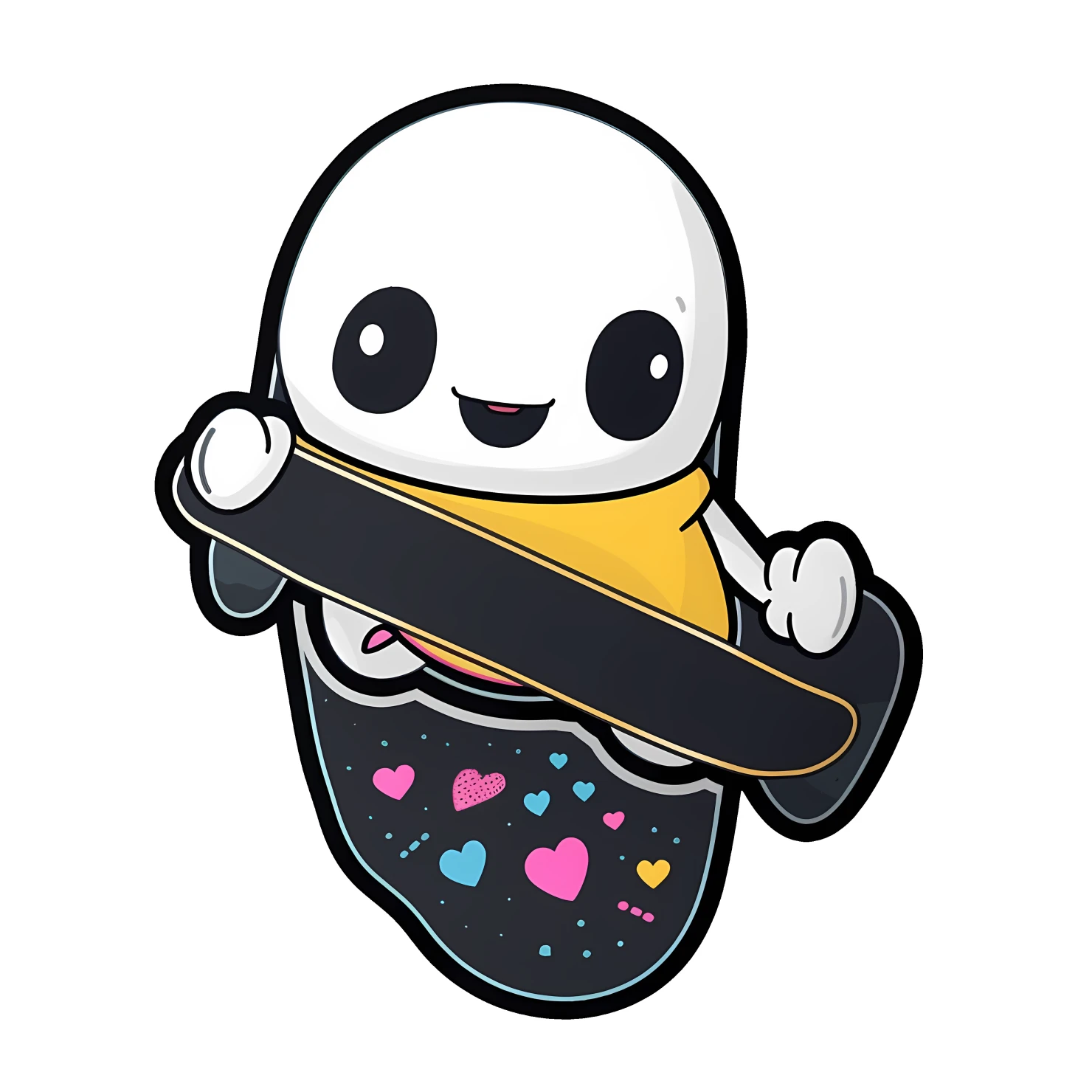 Kawaii skateboard sticker isolated on transparent background #26639