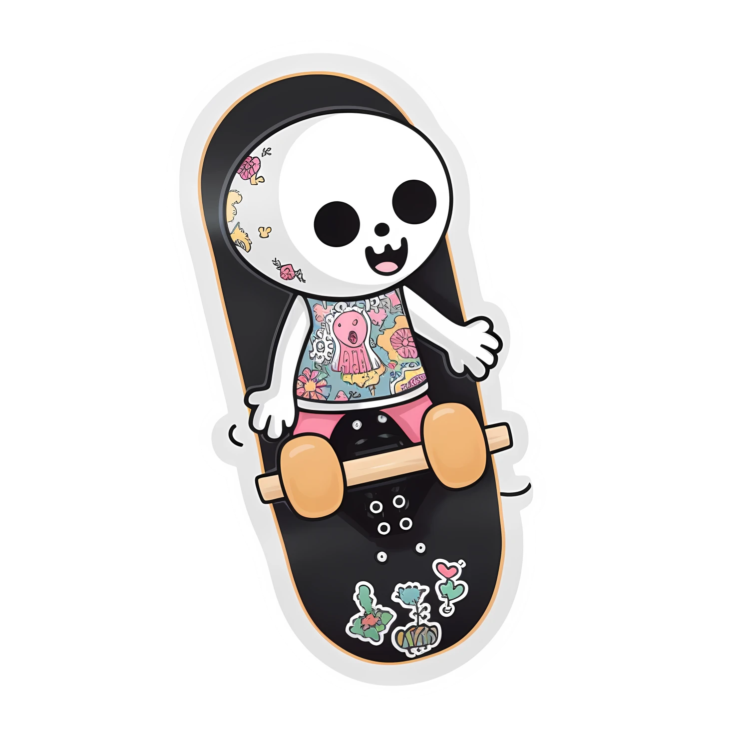 Kawaii skateboard sticker isolated on transparent background #26644