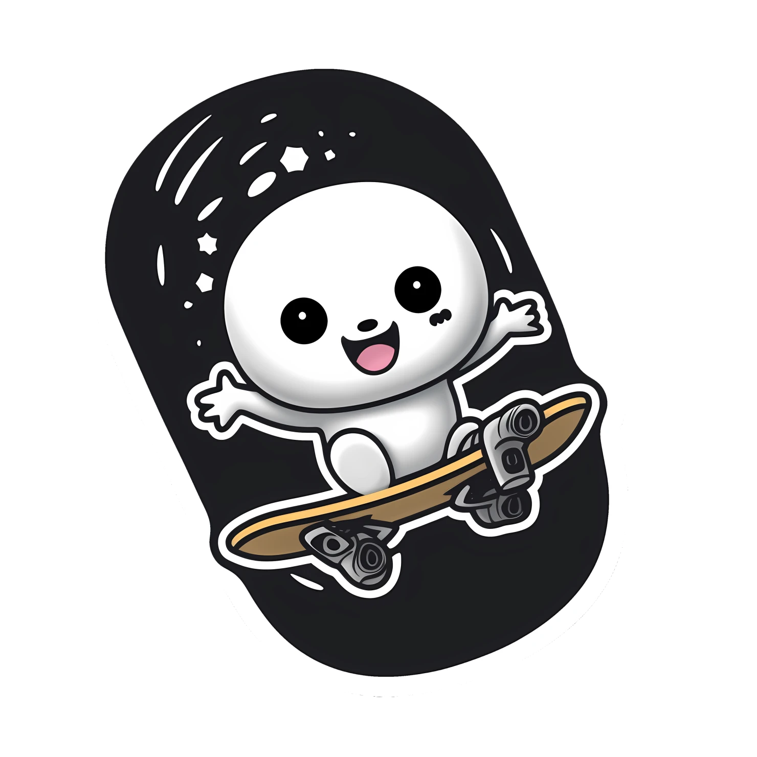 Kawaii skateboard sticker isolated on transparent background #26645