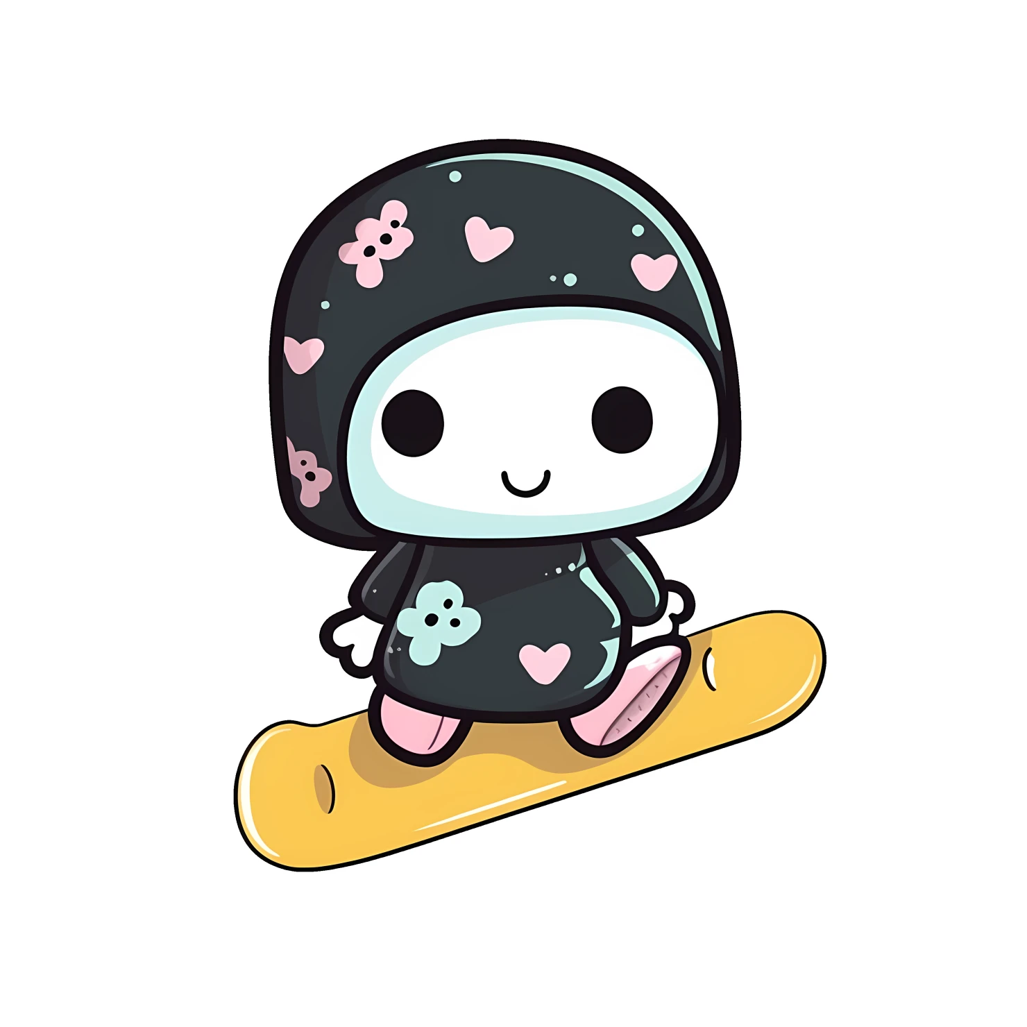 Kawaii skateboard sticker isolated on transparent background #26646