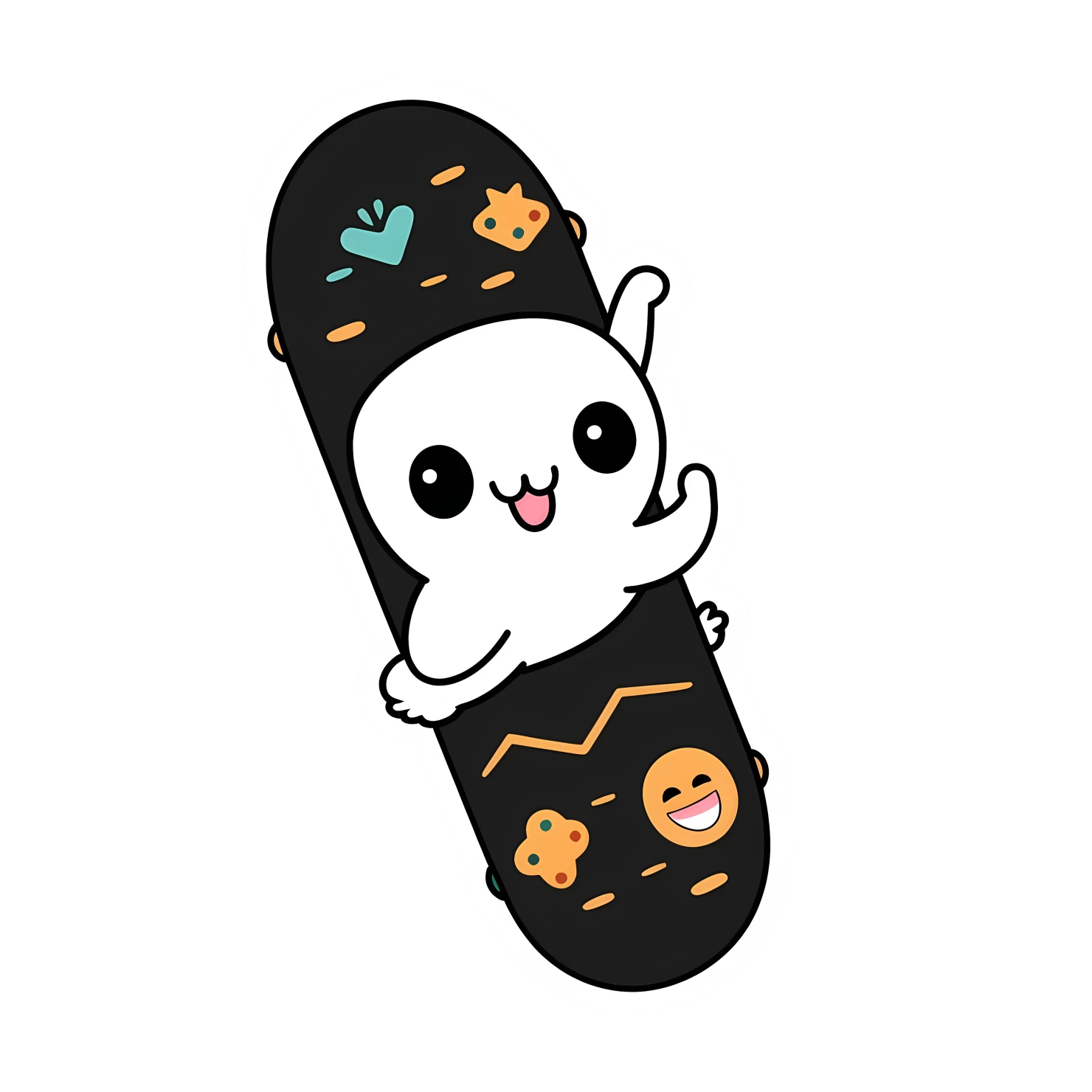 Kawaii skateboard sticker isolated on transparent background #26650