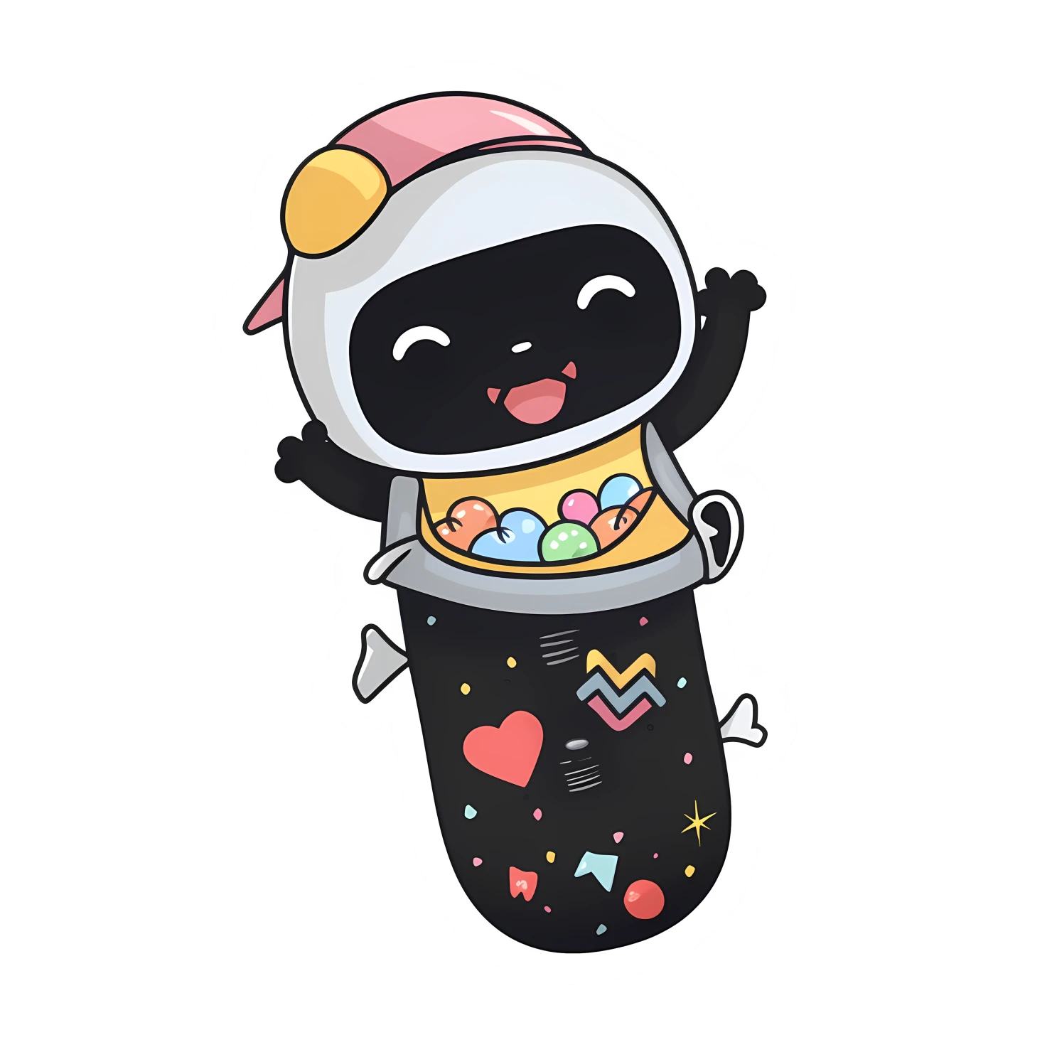 Kawaii skateboard sticker isolated on transparent background #26651