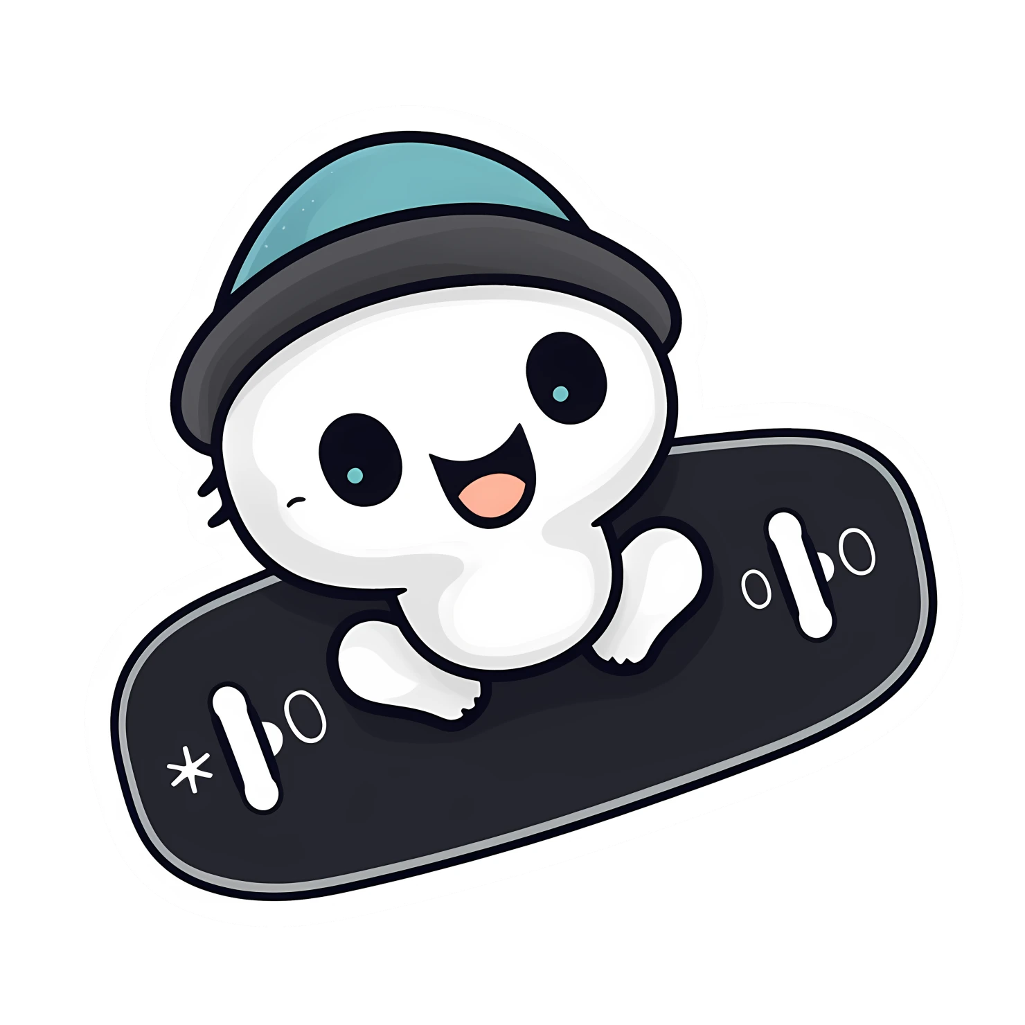 Kawaii skateboard sticker isolated on transparent background #26654