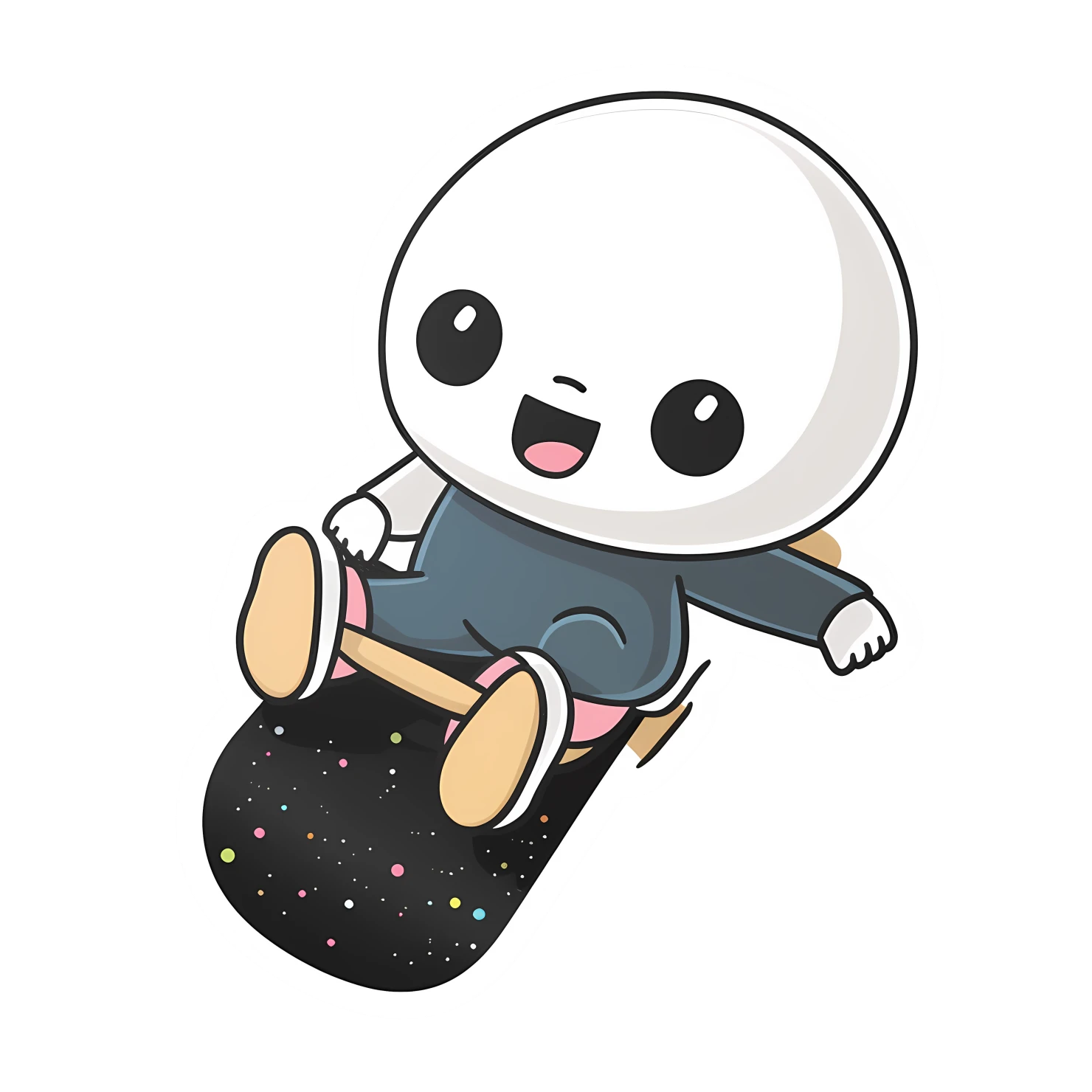 Kawaii skateboard sticker isolated on transparent background #26655